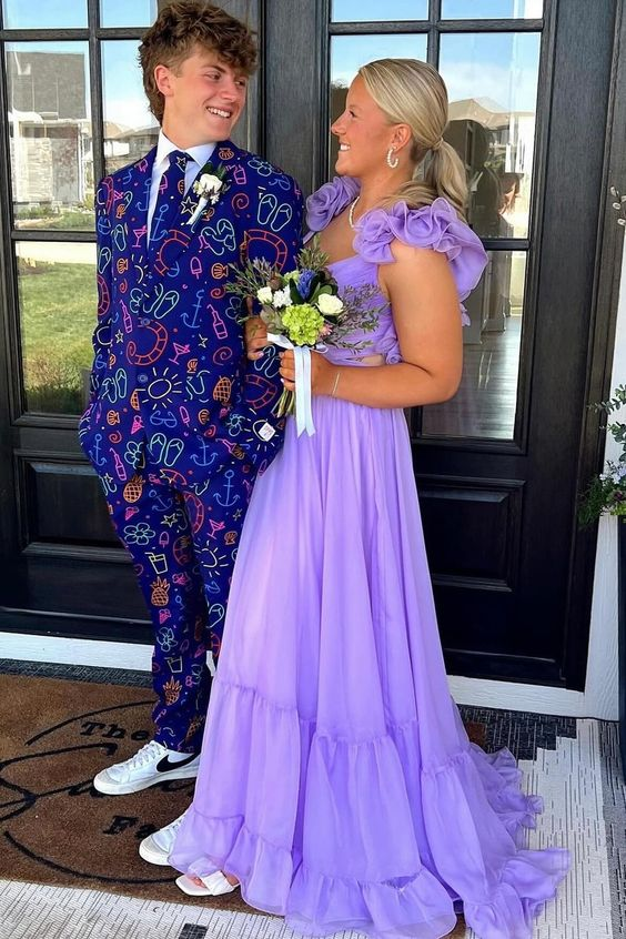 Elegant Light Purple Chiffon Ruffle A-Line Prom Dress J3748 - Perfect for Homecoming, Quinceañera & Formal Evening Events