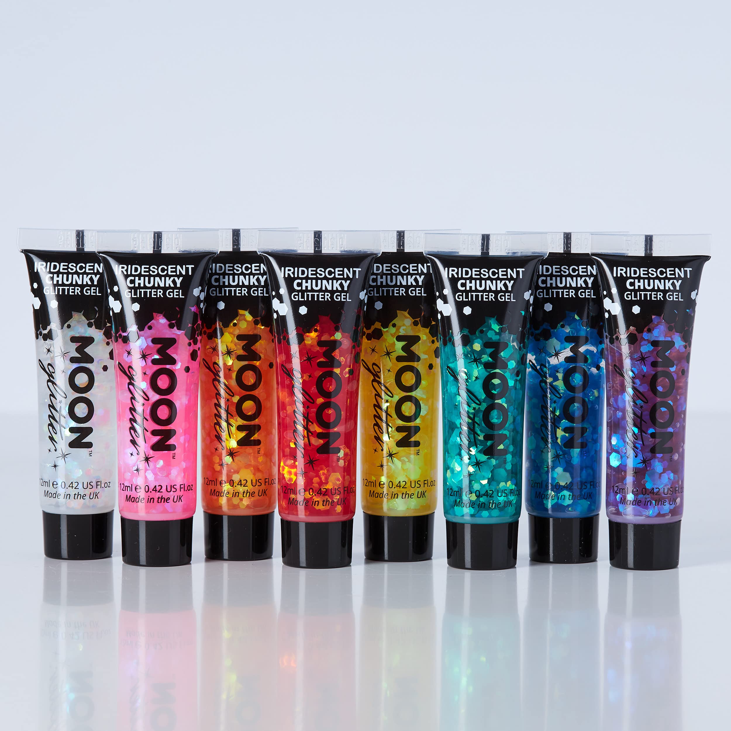 Moon Glitter Iridescent Chunky Face & Body Glitter Gel - 12ml Green Glitter Makeup for Festival, Rave, Halloween & Cosplay - Vegan & Cruelty Free