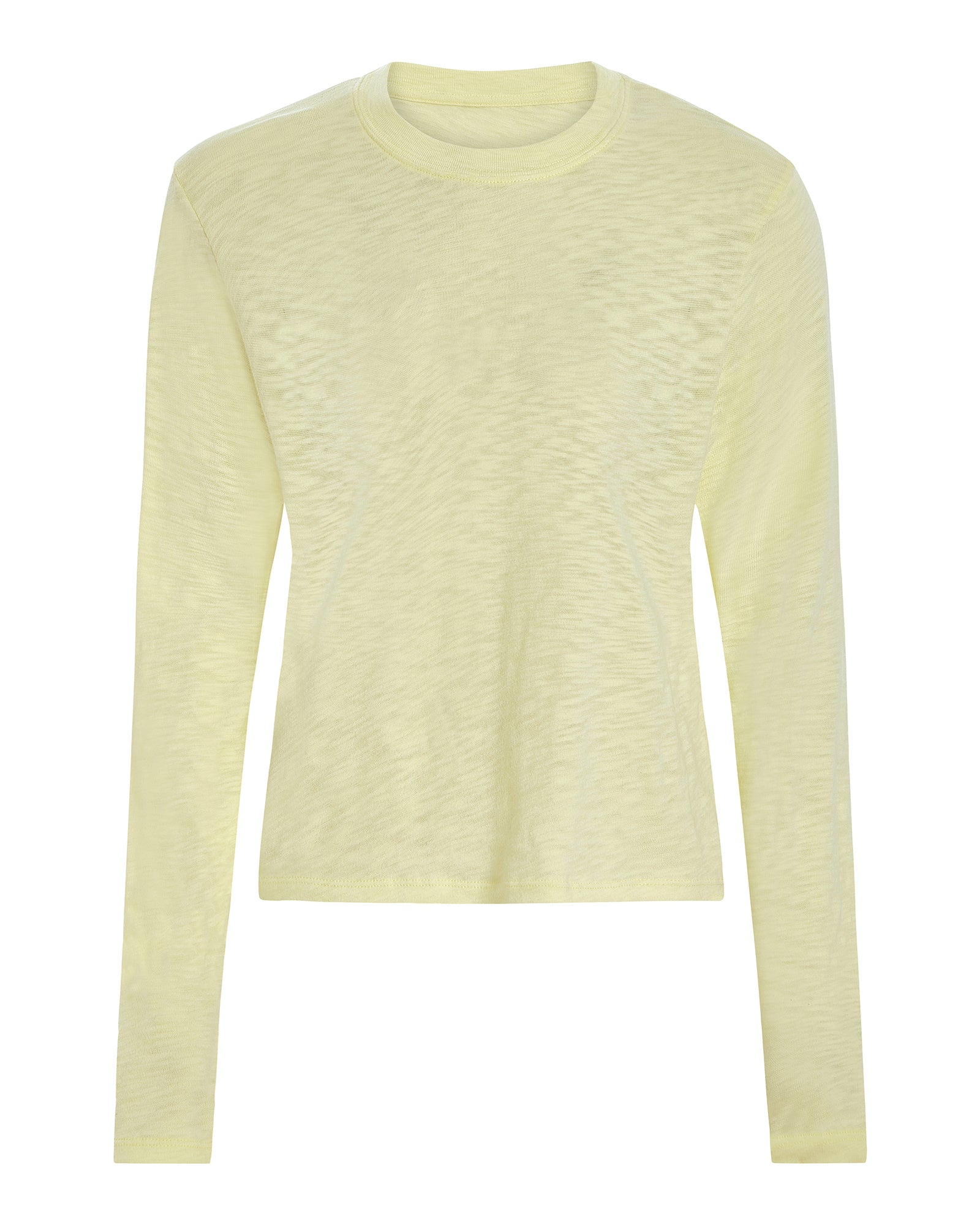 Slub Jersey Long Sleeve Crop Tee in Tender Yellow | Soft Comfortable Women's Top for Casual Wear & Layering