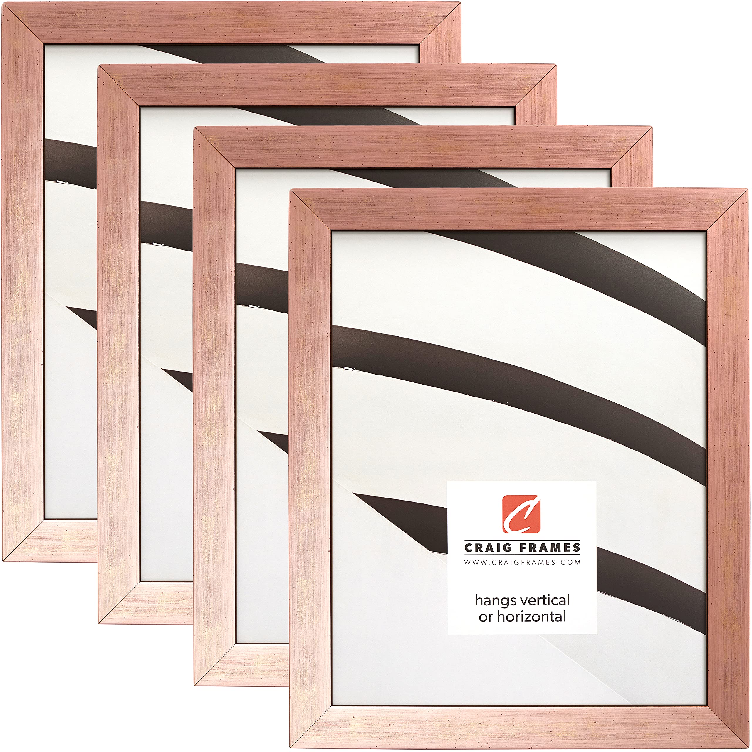 Craig Frames Milano 8x10 Inch Rose Gold Picture Frame Set of 4 - Elegant Wall & Tabletop Photo Display for Home, Office, Wedding & Gift Decor