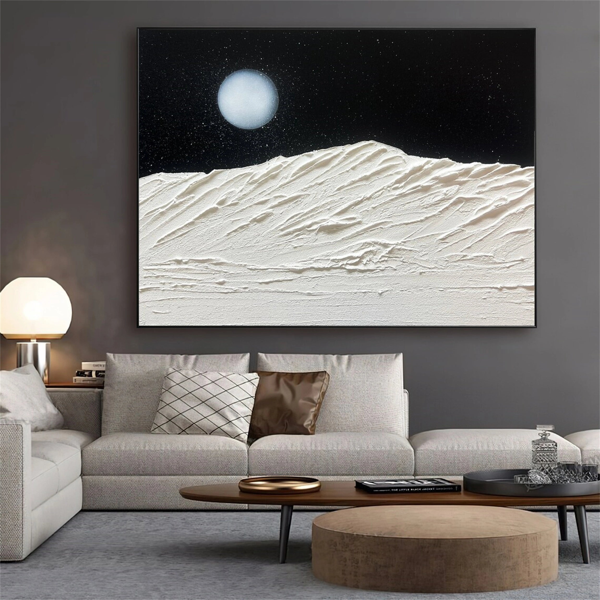 Black and White Textured Minimalist Wall Art Print #MZ060 - Modern Abstract Canvas Painting for Living Room, Bedroom & Office Decor