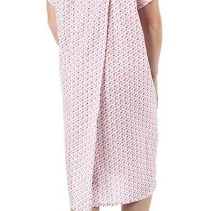 Tesmark Women's Incontinence Nightgown - Open Back Floral Hospital Nightdress for Bladder Control, Maternity & Postpartum Care - Breathable Poly-Cotton Nightwear UK Sizes 8-30 (Ideal for Elderly Care, Recovery & Comfortable Sleep)