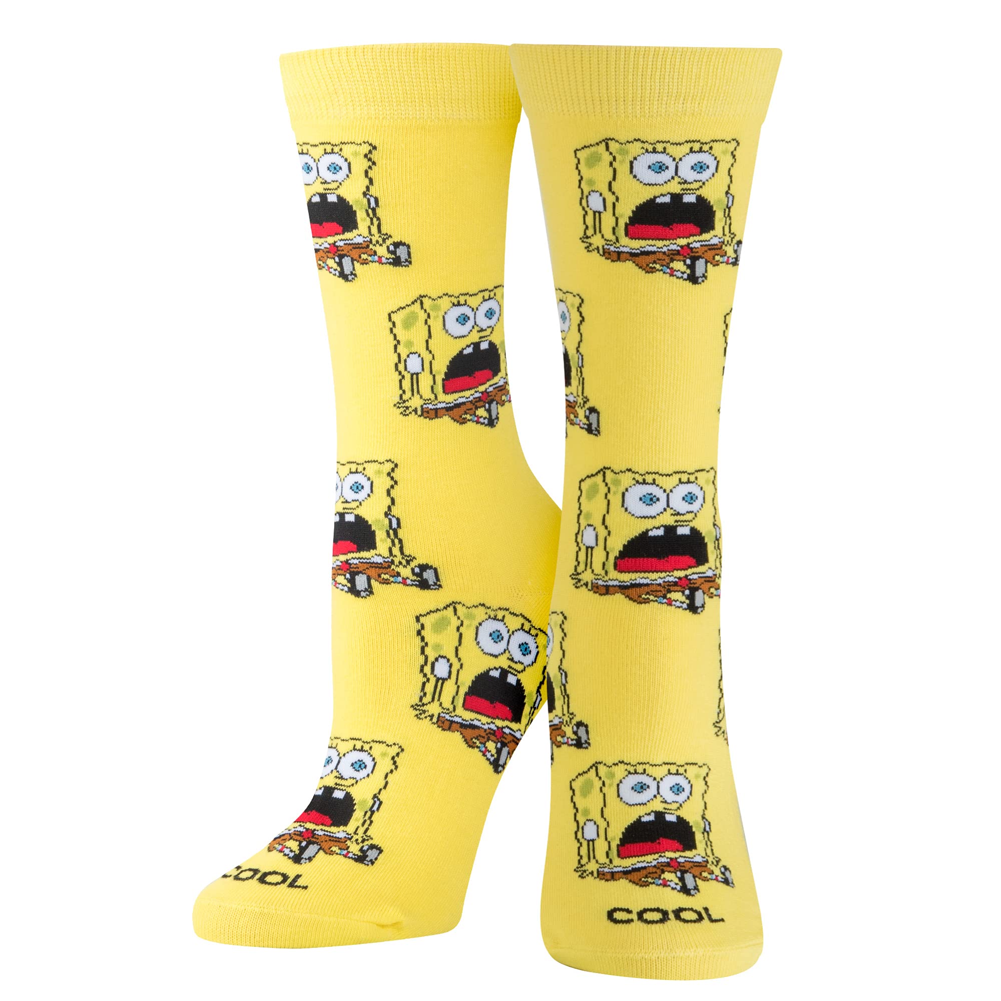 Funny SpongeBob Graphic Print Women's Crew Socks - Large Size Novelty Cartoon Socks for Gift, Cosplay & Daily Wear