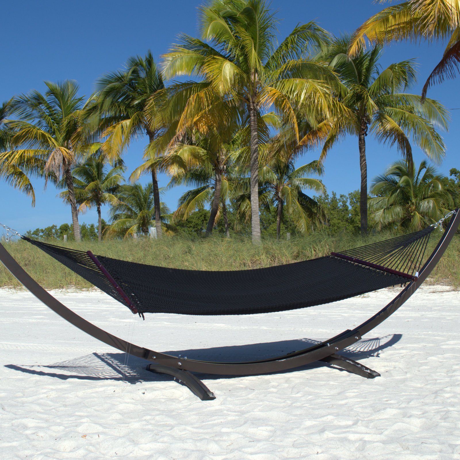 Premium Double Caribbean Hammock - Extra Wide 48 Inch Outdoor Hammock - Soft-Spun Polyester for Maximum Comfort - Perfect for Backyard, Beach & Camping (Black)