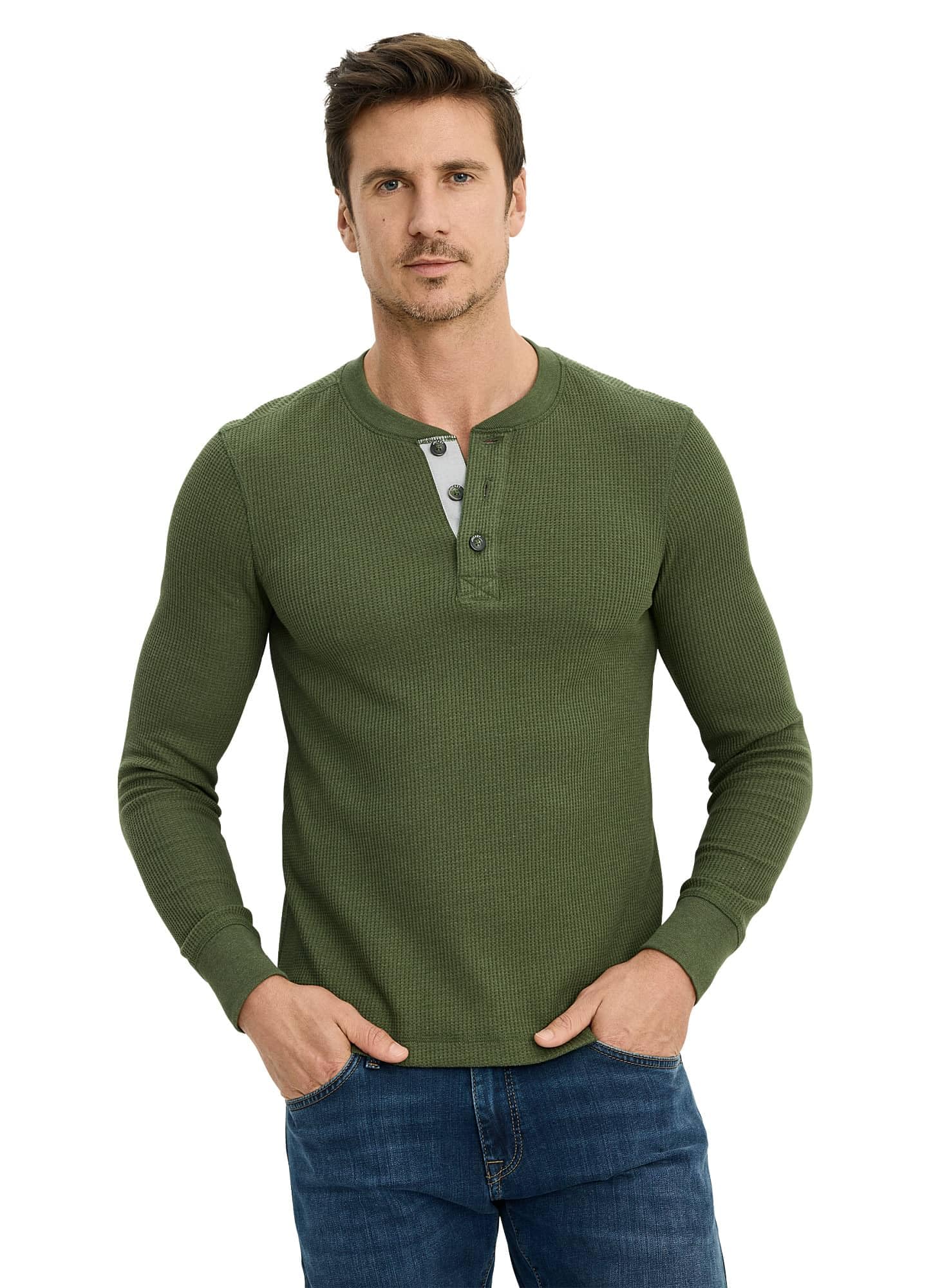 Jockey Men's Baselayer Long Sleeve Waffle Henley Shirt - Thermal Underwear for Cold Weather, Moisture Wicking & Breathable - Perfect for Winter Sports, Hiking & Layering