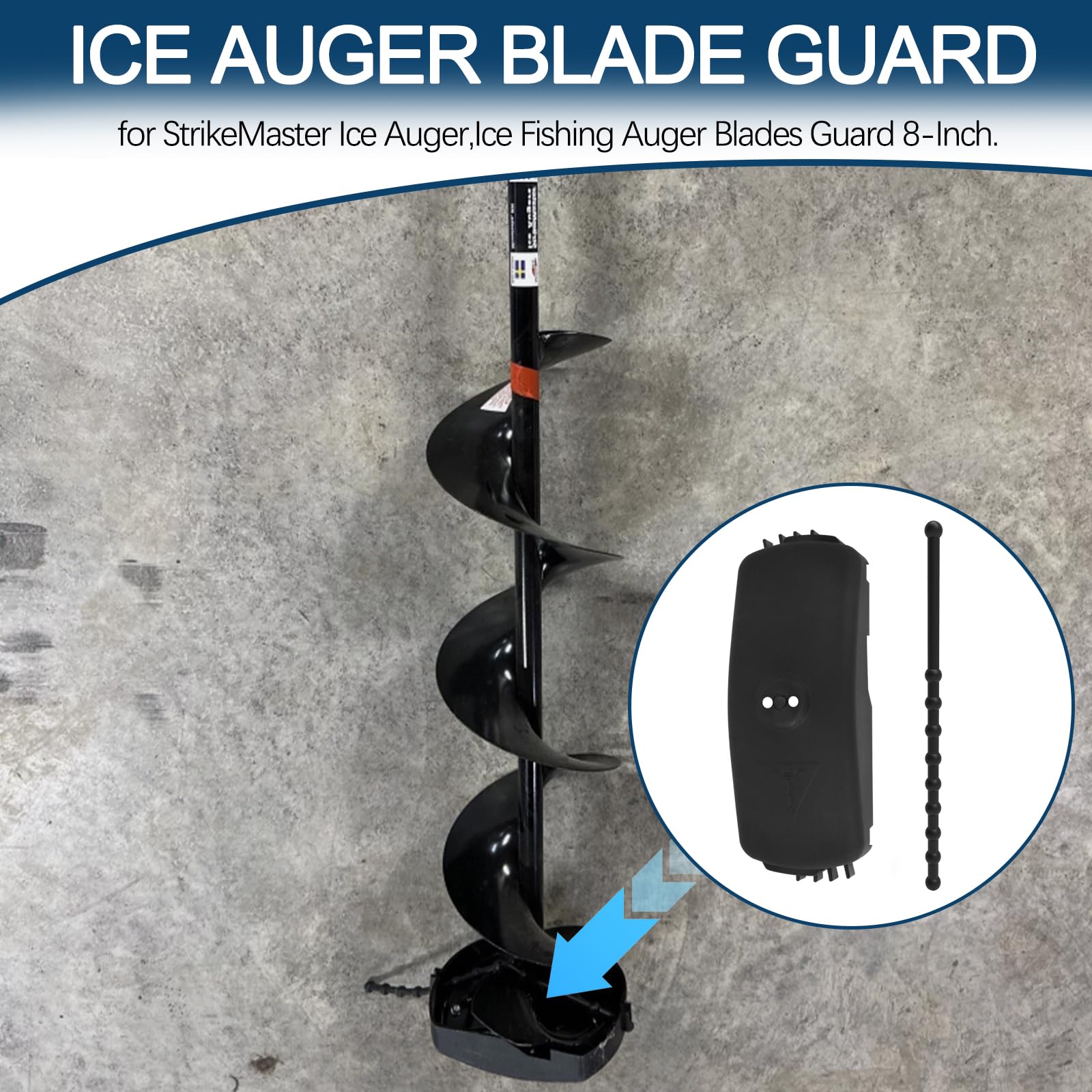 StrikeMaster 8-Inch Lazer Blade Guard for Ice Auger - Black Replacement Cover for Ice Fishing Safety & Protection - Perfect for Winter Fishing & Outdoor Adventures
