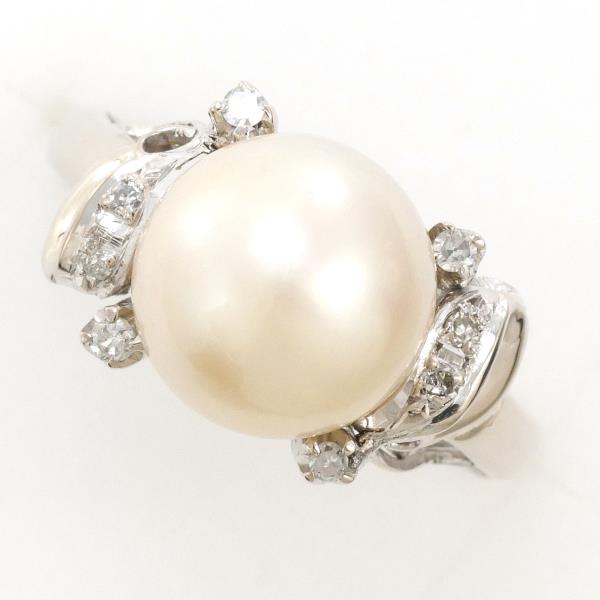 18K White Gold Pearl Diamond Ring for Women - Elegant Bridal, Anniversary, Engagement Jewelry Gift