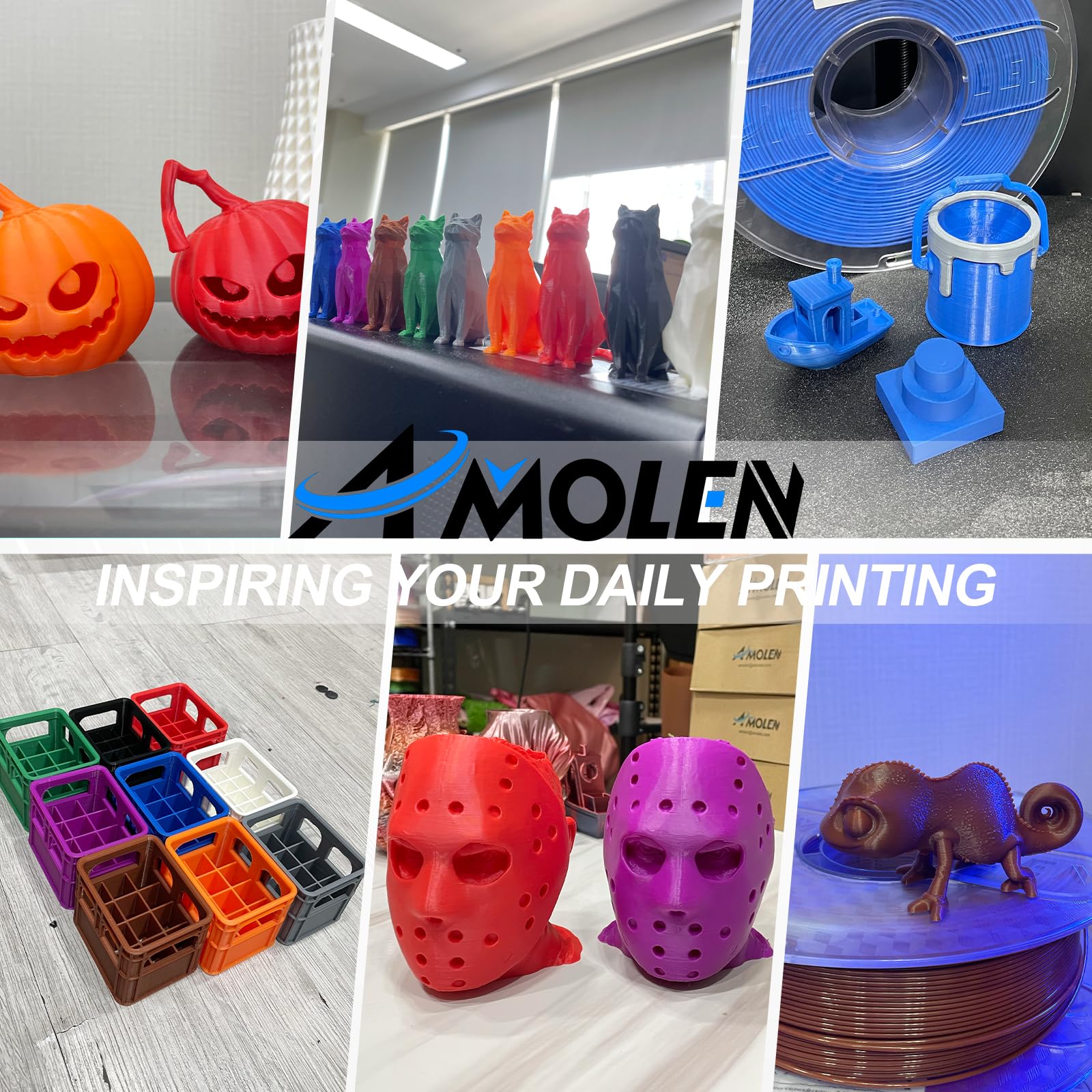 AMOLEN 1.75mm PLA 3D Printer Filament - High Speed Dark Grey 1KG/2.2lb, ±0.02mm Precision, Smooth Tangle-Free for FDM Printers (500mm/s) - Perfect for Rapid Prototyping, DIY Crafts & Educational Projects
