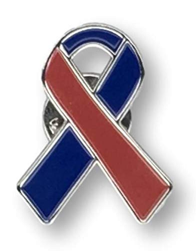 10-Piece Red & Blue Awareness Enamel Ribbon Pins with Metal Clasps - Support Congenital Heart Disease, Noonan Syndrome & Pulmonary Fibrosis - Perfect for Charity Events, Fundraisers & Awareness Campaigns