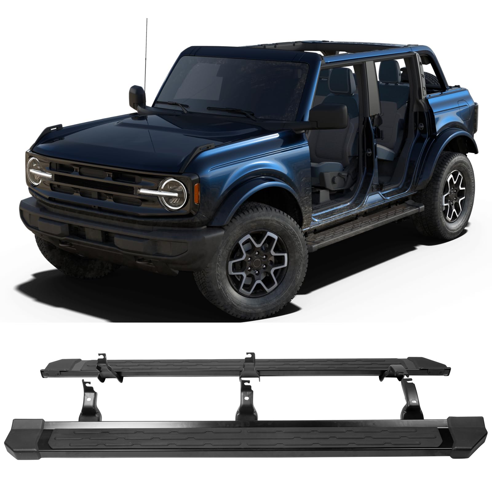 IKON MOTORSPORTS Running Boards for 2021-2025 Ford Bronco - Aluminum Side Steps Nerf Bars (Driver & Passenger Side) - OE Style Off-Road Accessories for Adventure & Daily Driving