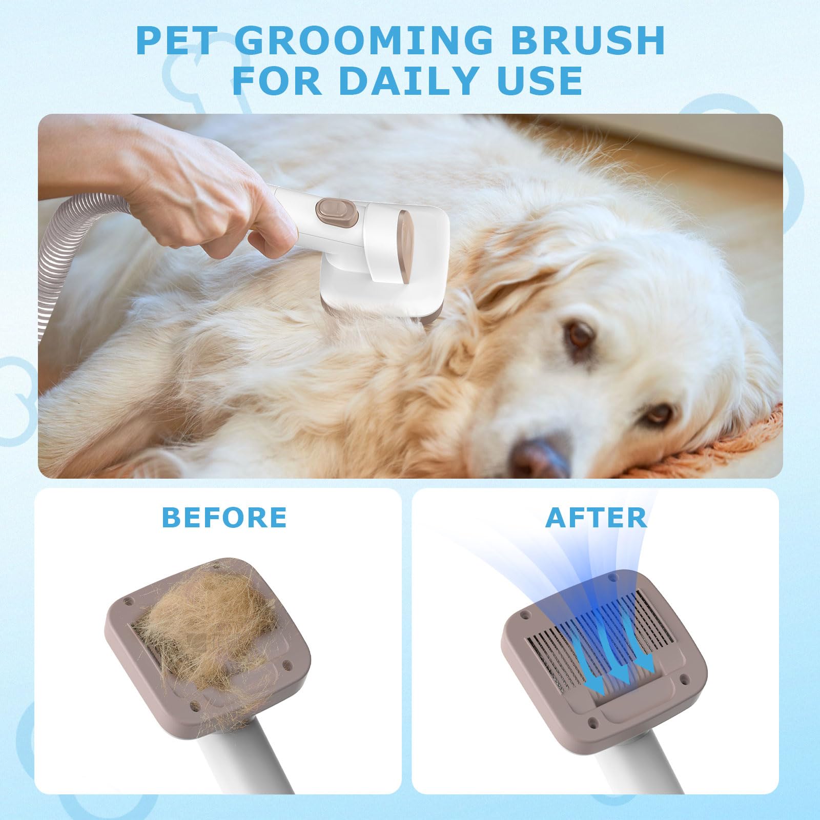 6 in 1 Dog Grooming Kit with 12000Pa Pet Vacuum Cleaner - Low Noise Hair Remover, Nail Grinder & Trimmers for Dogs - Large Capacity Dustbin - Perfect for Home Pet Grooming & Shedding Control