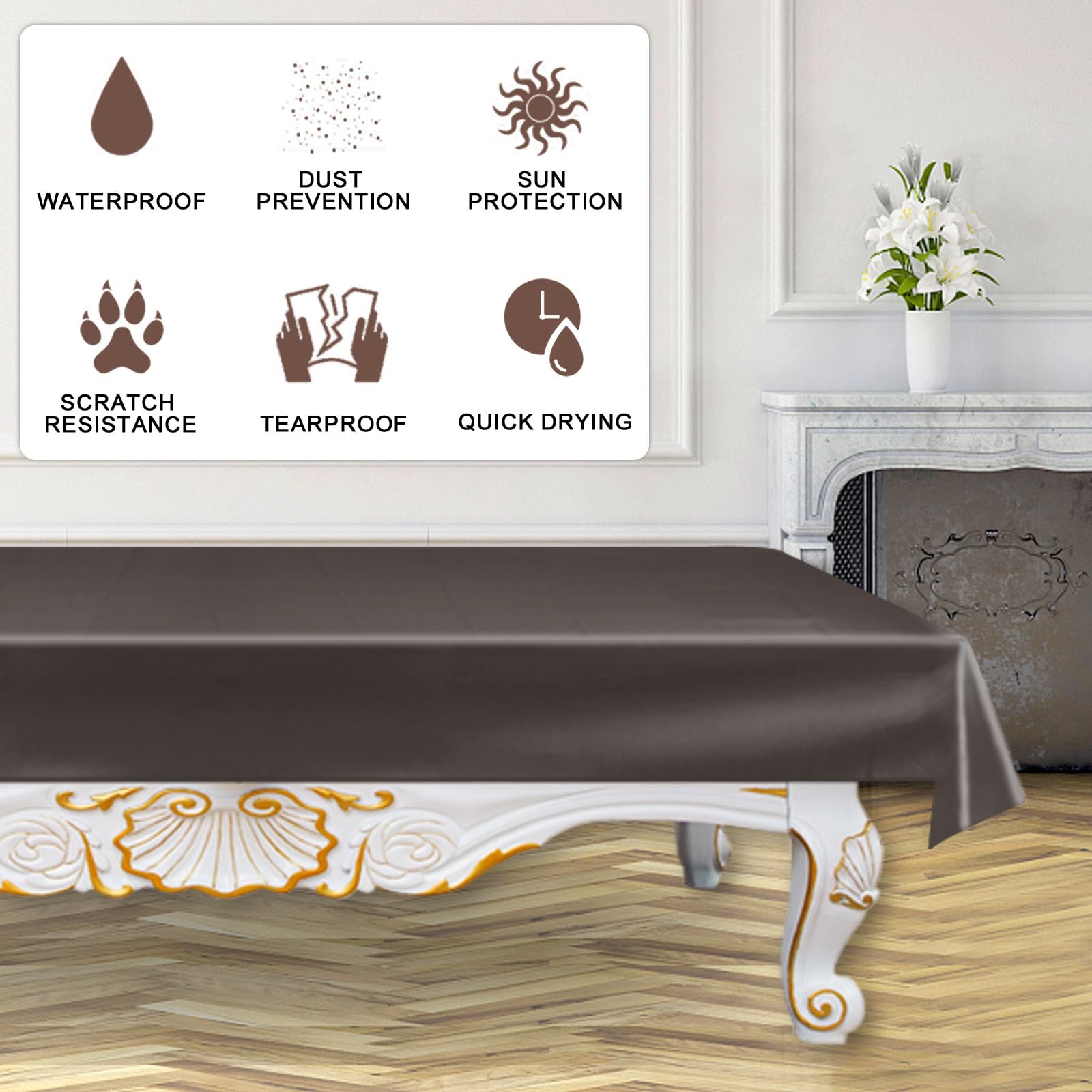 Waterproof & Dustproof PVC Pool Table Cover for 7/8/9 Ft Billiard Tables - Brown (9 Feet) - Perfect for Indoor & Outdoor Game Room Protection
