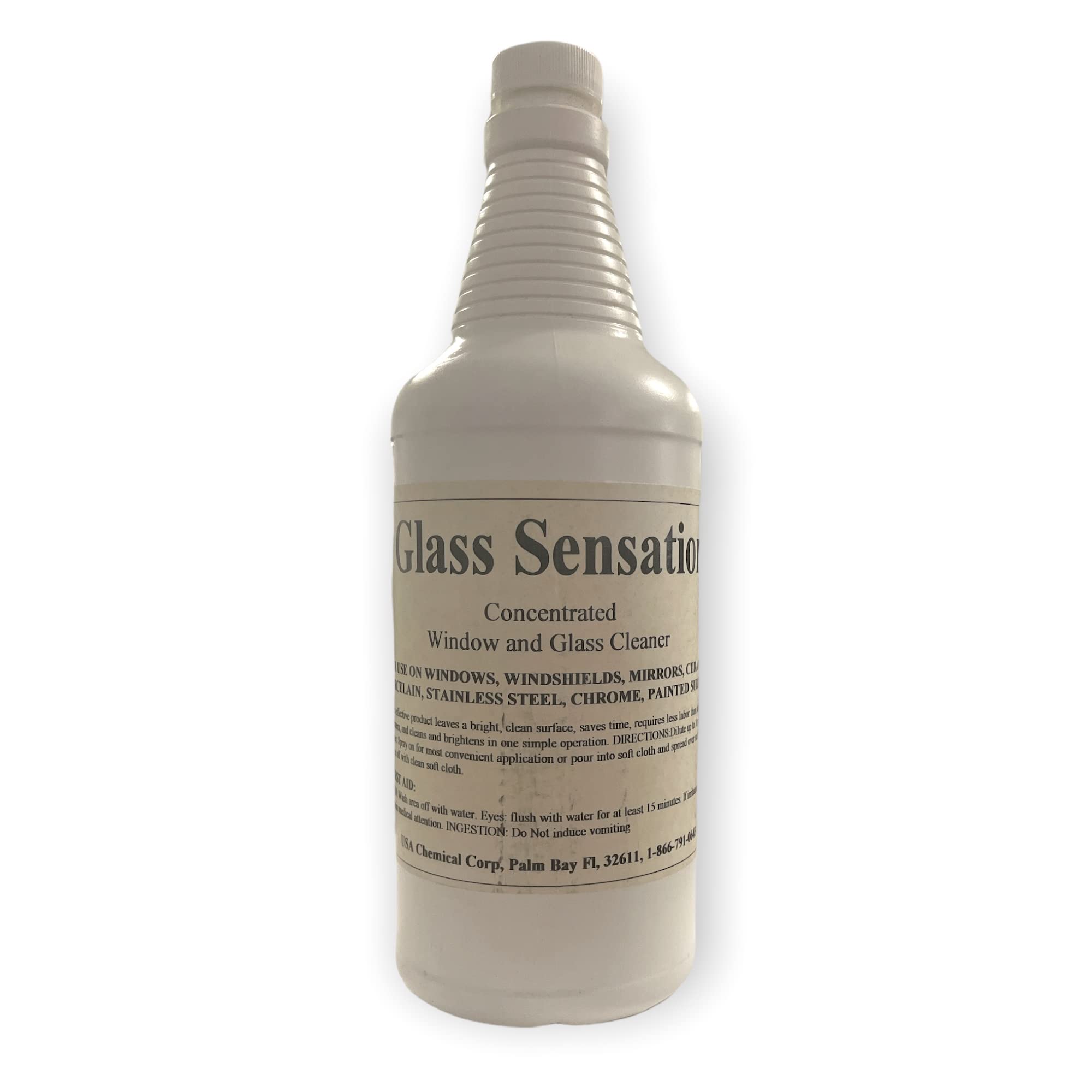 Concentrated Glass Cleaner for Windows, Mirrors & Car Windshield - Ceramic-Infused Formula (1 Qt) - Perfect for Home, Office & Auto Detailing