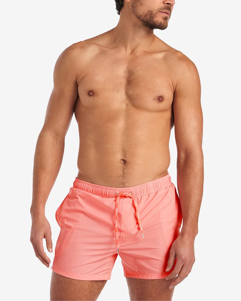 **Teamm8 Grid 4.5 Swim Shorts for Men - Bondi Pink - Quick-Dry, Comfortable & Stylish Beachwear for Swimming, Surfing & Outdoor Activities**
