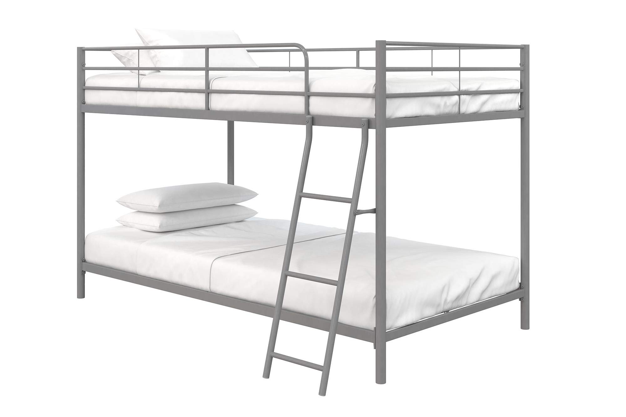 DHP Junior Twin Bunk Bed with Metal Frame & Full-Length Guardrails - Space-Saving Silver Bunk Bed for Kids & Teens - Perfect for Small Bedrooms, Dorm Rooms & Shared Kids' Rooms