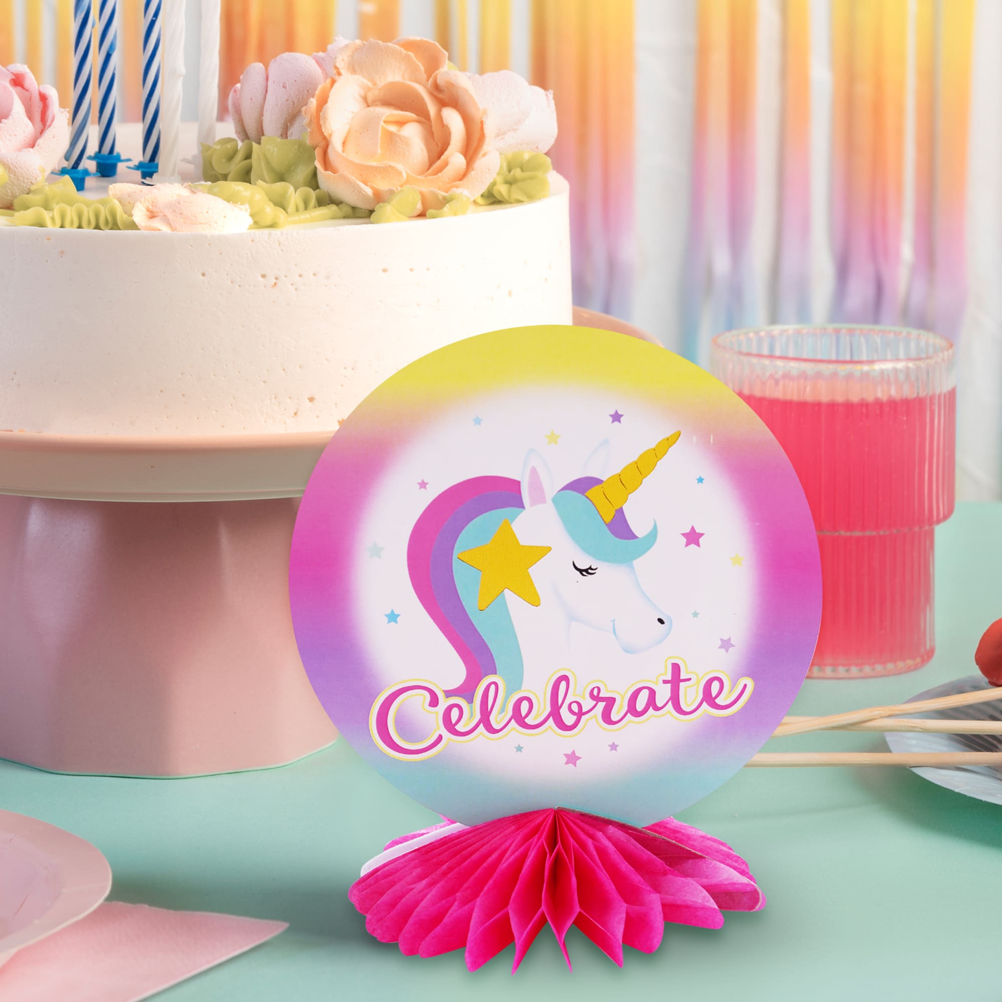 3Ct Unicorn Mini Honeycomb Centerpieces with Hot Stamp - 6