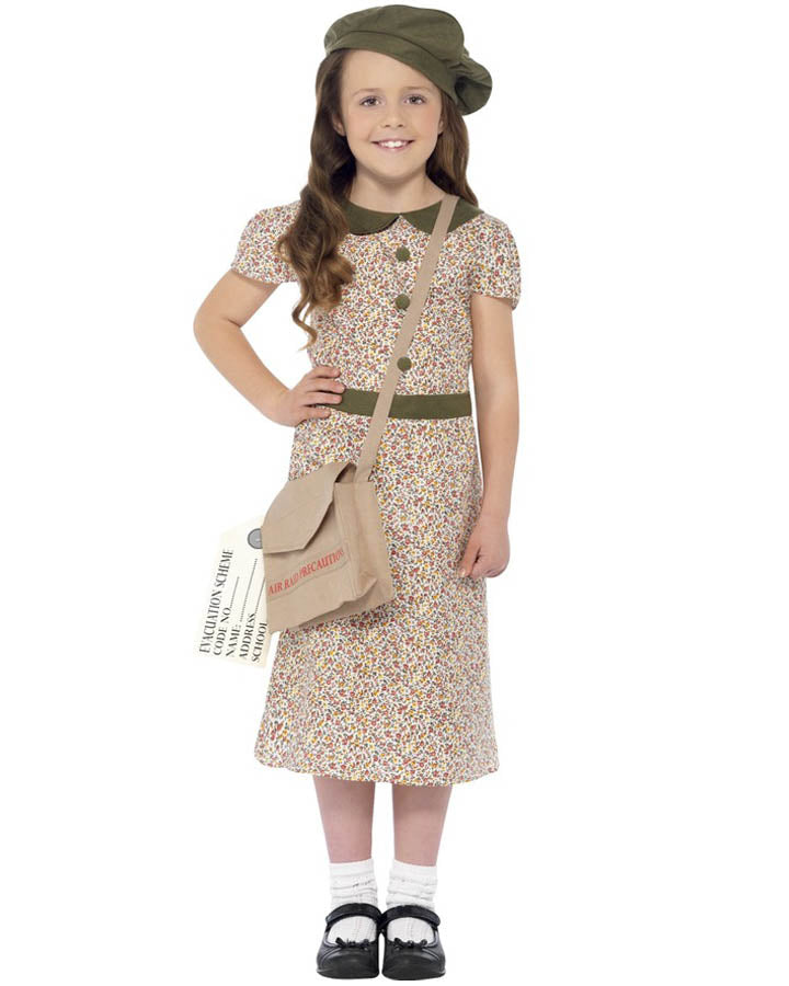 1940s Vintage Wartime Evacuee Girl Costume - WWII Historical Dress for Kids - Perfect for Halloween, School Plays & Historical Reenactments