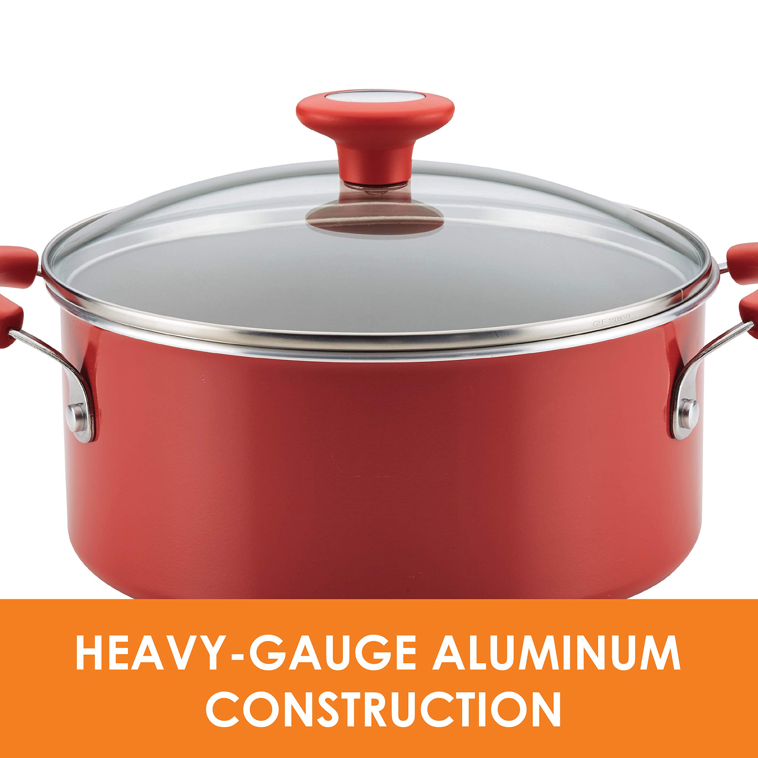 Rachael Ray 8-Piece Nonstick Cookware Set - Stackable Pots and Pans, Red | Durable Kitchen Essentials for Everyday Cooking, Baking & Meal Prep