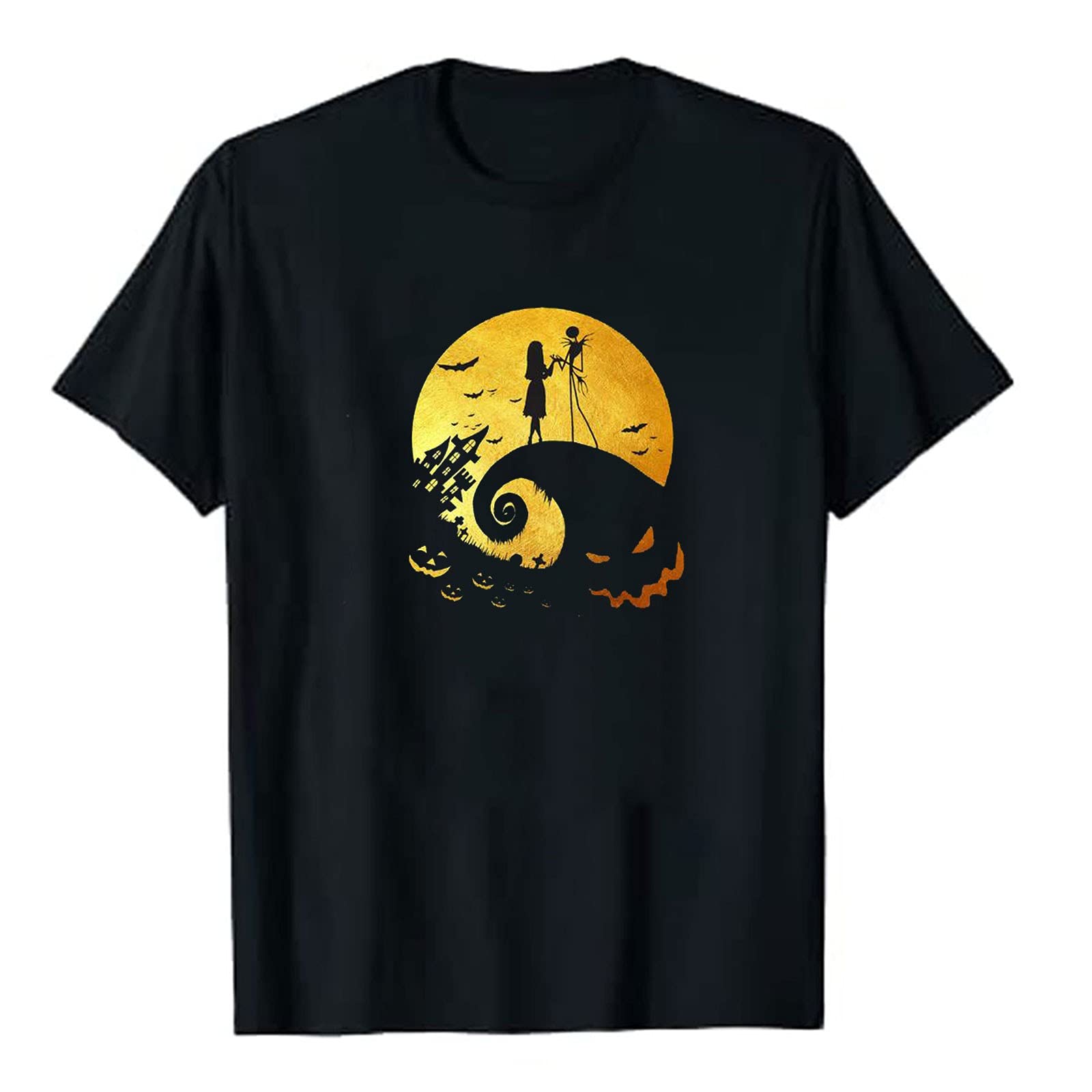 Plus Size Women's Summer Short Sleeve Casual T-Shirt - Happy Halloween Print Trendy Tunic Top & Loose Blouse for Daily Wear | Perfect for Halloween Parties, Casual Outings and Summer Vacations