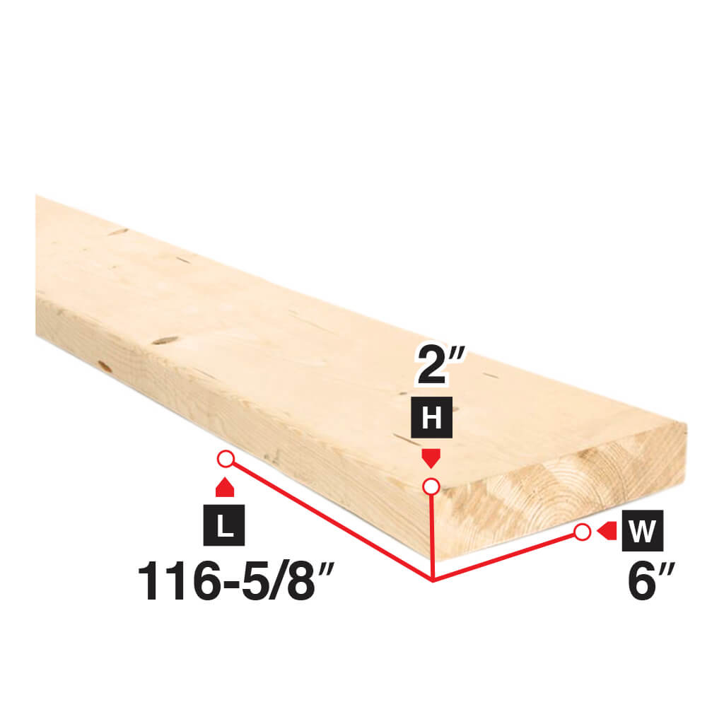 Premium 2x6x116-5/8 Inch Spruce Lumber - Dimensional Lumber for Framing, Decking & Outdoor Projects - Ideal for Home Construction, DIY Woodworking and Fence Building