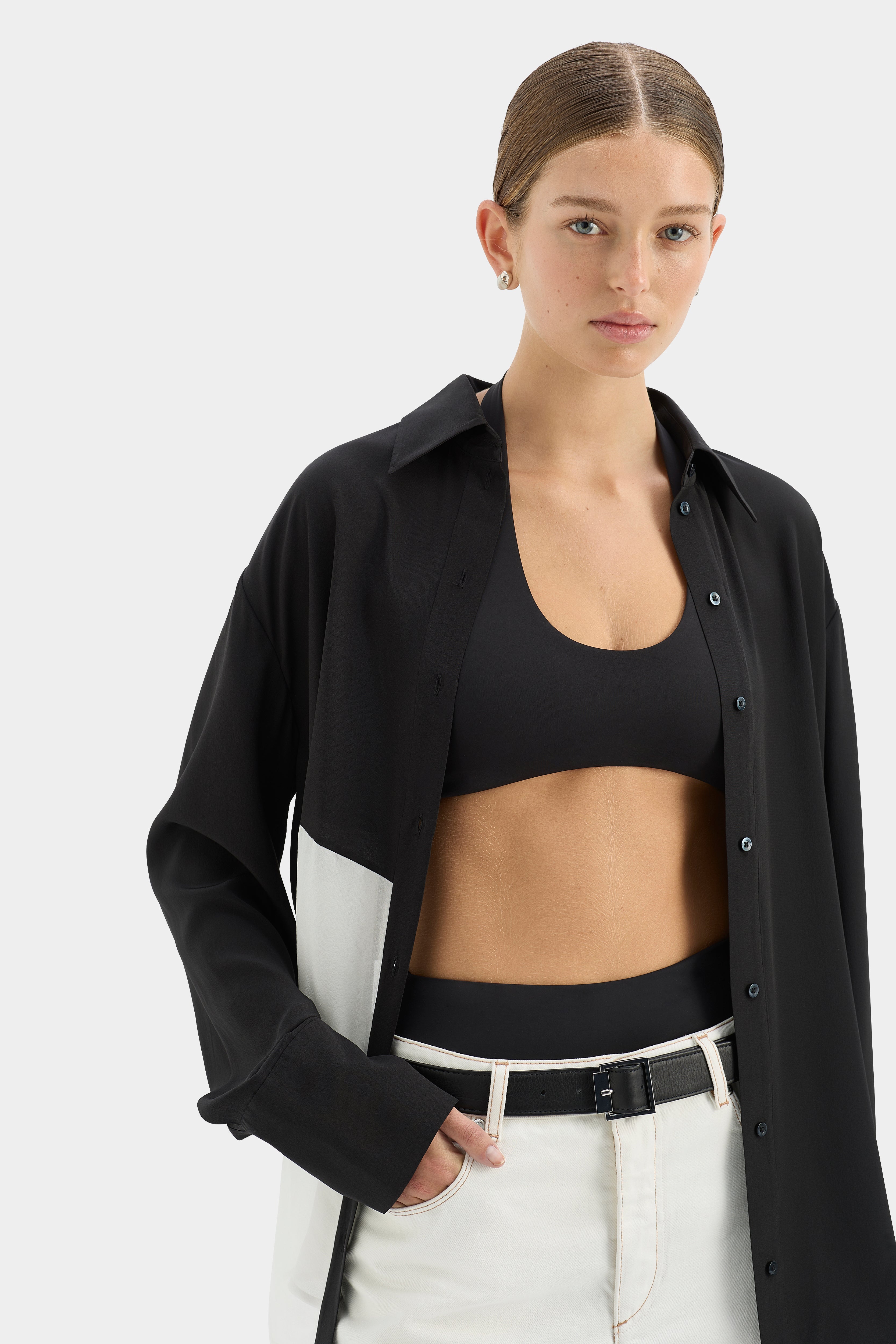 Adrienne Shirt Monochrome - Stylish Women's Casual Button-Down Top for Work & Everyday Wear