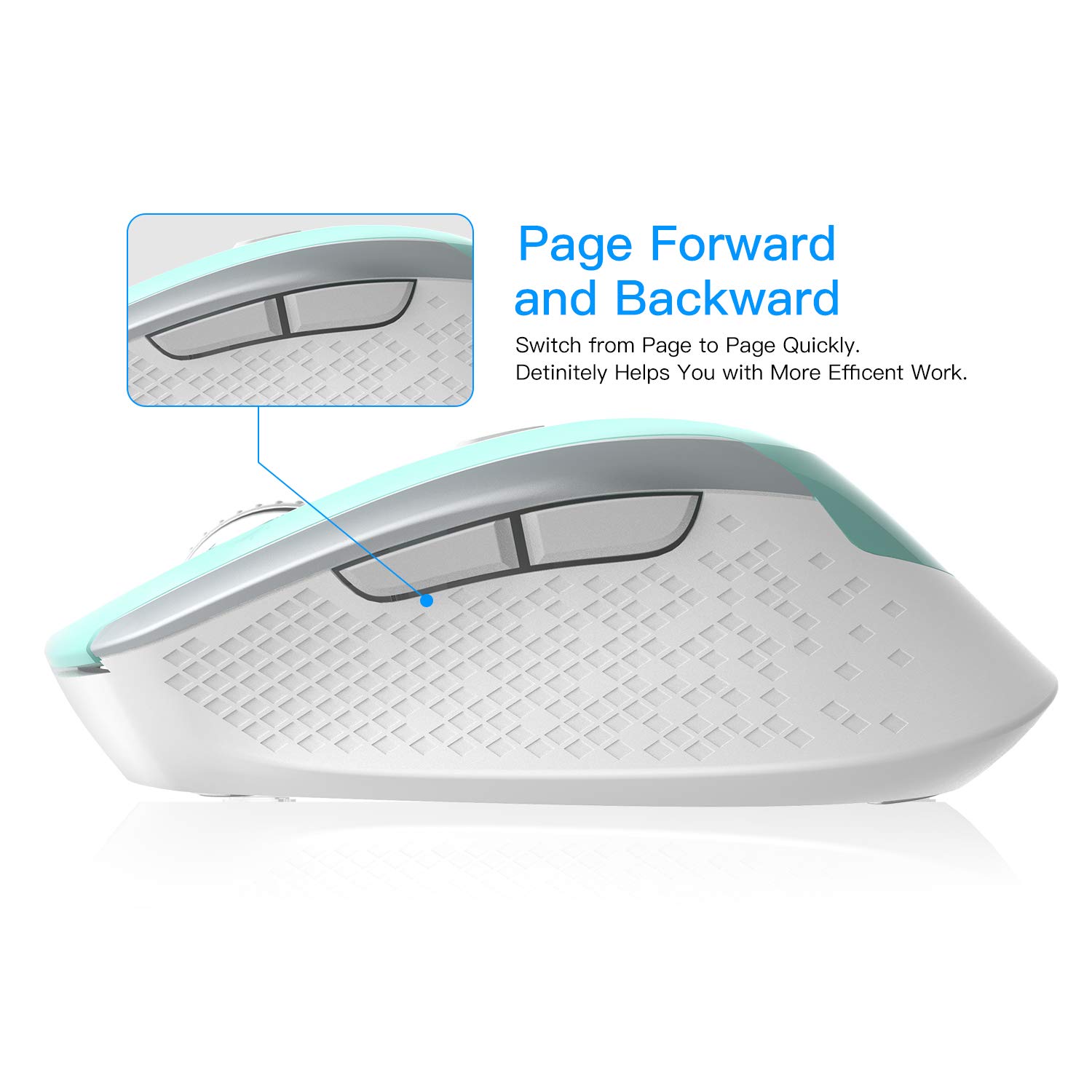 Cimetech Wireless Ergonomic Mouse - 2.4G Silent Optical Mouse with 6 Buttons, USB Receiver & 3 Adjustable DPI (1600/1200/800) for Laptop, Desktop, PC, Mac - Blue | Perfect for Office, Home & Gaming Use