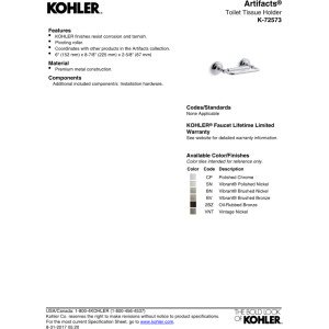 KOHLER K-72573-SN Artifacts Pivoting Toilet Paper Holder, Vibrant Polished Nickel - Modern Bathroom Tissue Dispenser for Home & Commercial Use