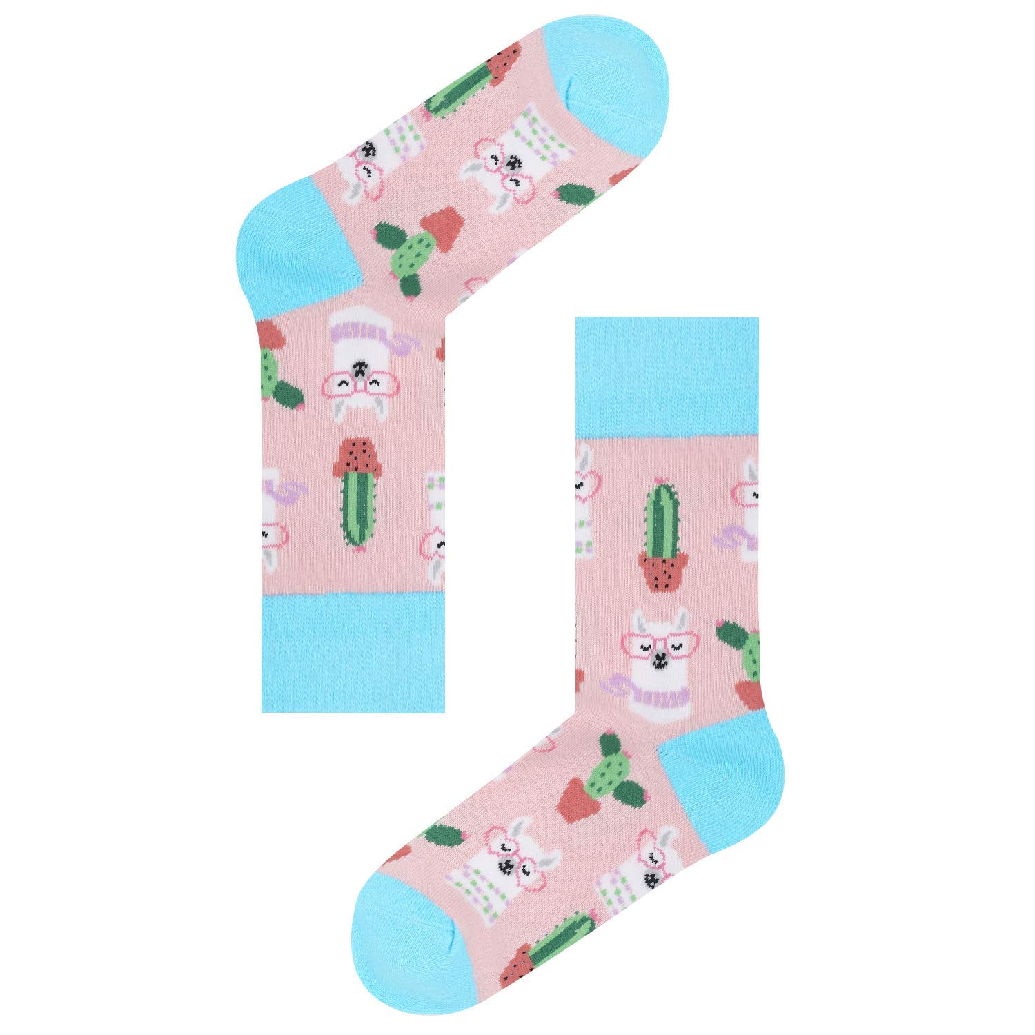 Zmart Animal Socks 5-Pack for Girls - Cute Llama, Unicorn, Corgi & Chicken Patterned Socks - Soft Cotton Kids' Socks for School, Play & Gifts
