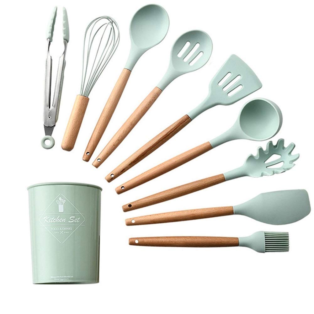 9-Piece Silicone Cooking Utensil Set - Nonstick Kitchen Tools for Chef & Home Cooks - Perfect for Frying, Baking & Everyday Cooking