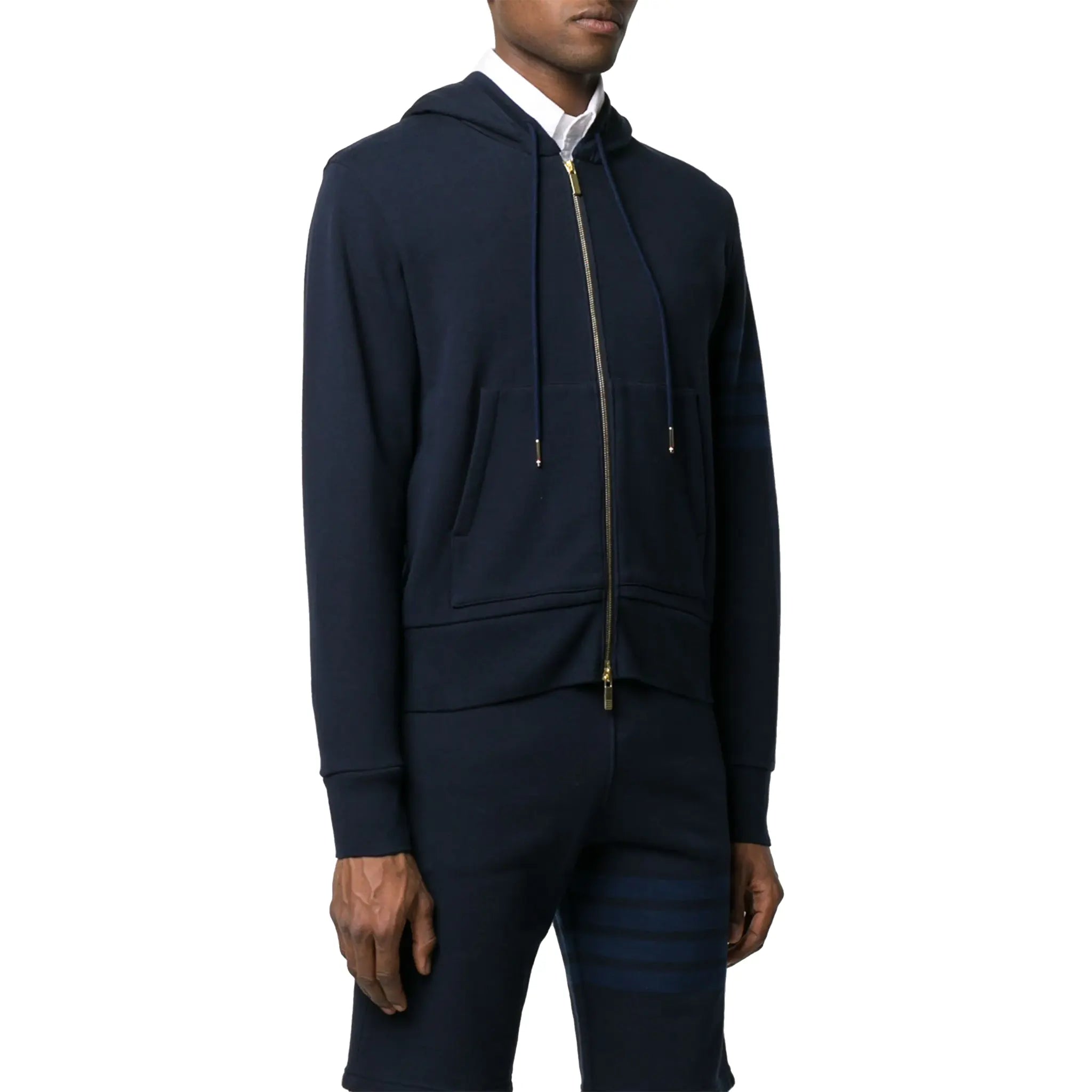 Thom Browne Classic Loopback 4-Bar Tonal Full Zip Blue Hoodie for Men | Premium Cotton Blend Pullover | Perfect for Casual Wear, Street Style & Layering