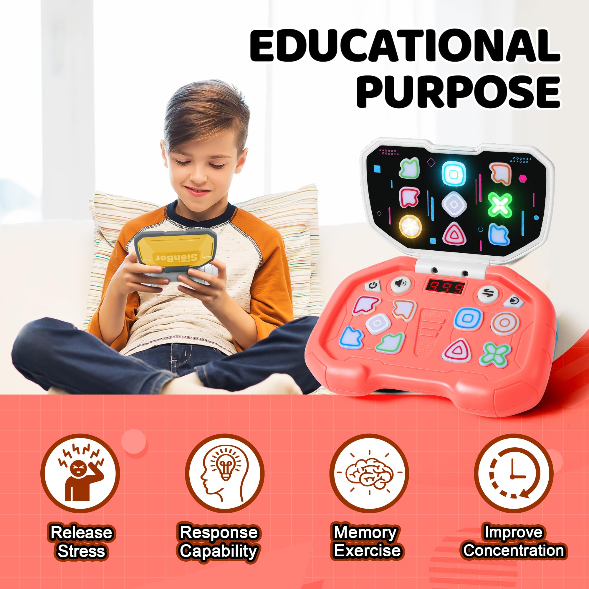 Handheld Fidget Game for Kids 6-12 - ADHD Sensory Toy with 999 Levels & 4 Modes - Perfect Birthday Gift for Boys & Girls - Great for Stress Relief & Focus