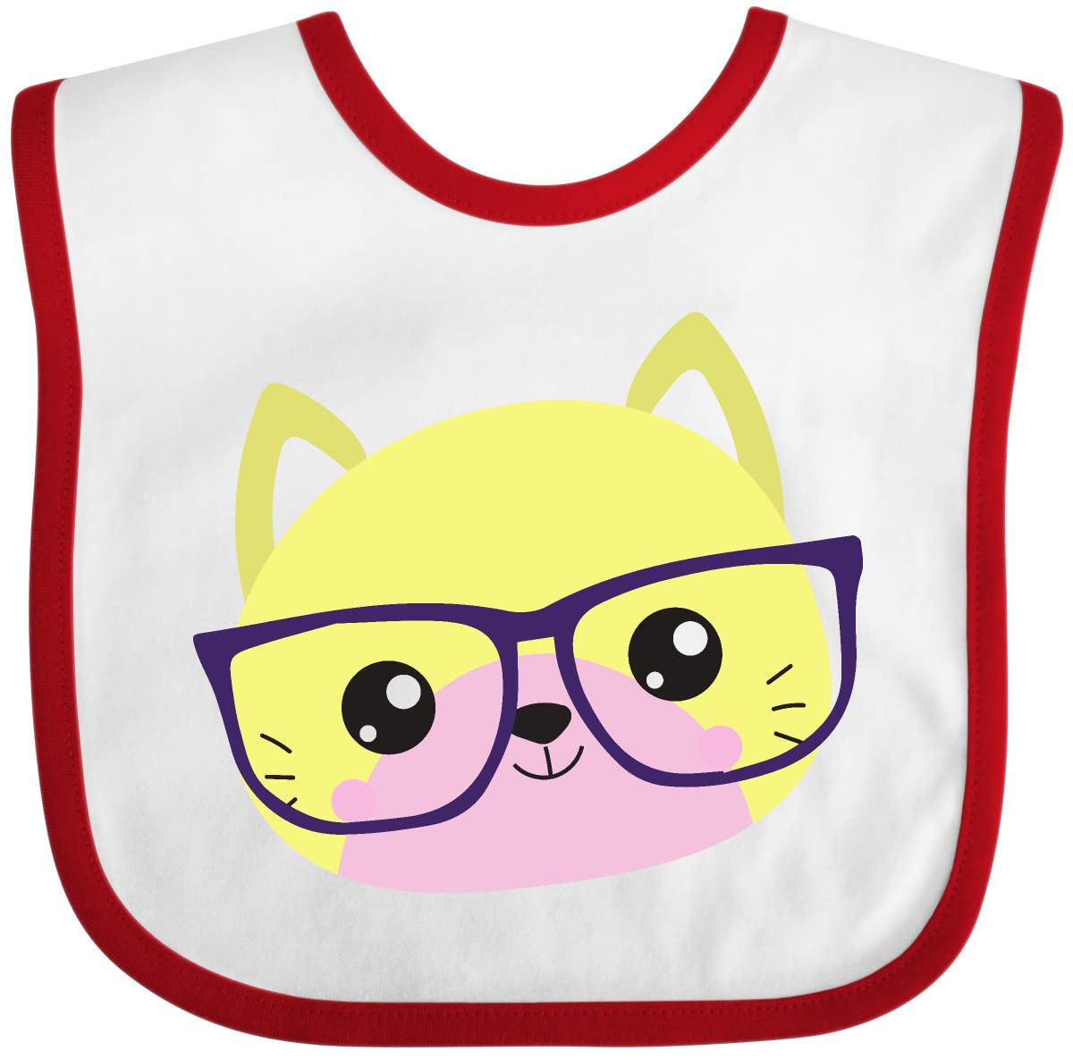 Hipster Cat with Glasses Baby Bib - Cute Kitten Bib for Feeding