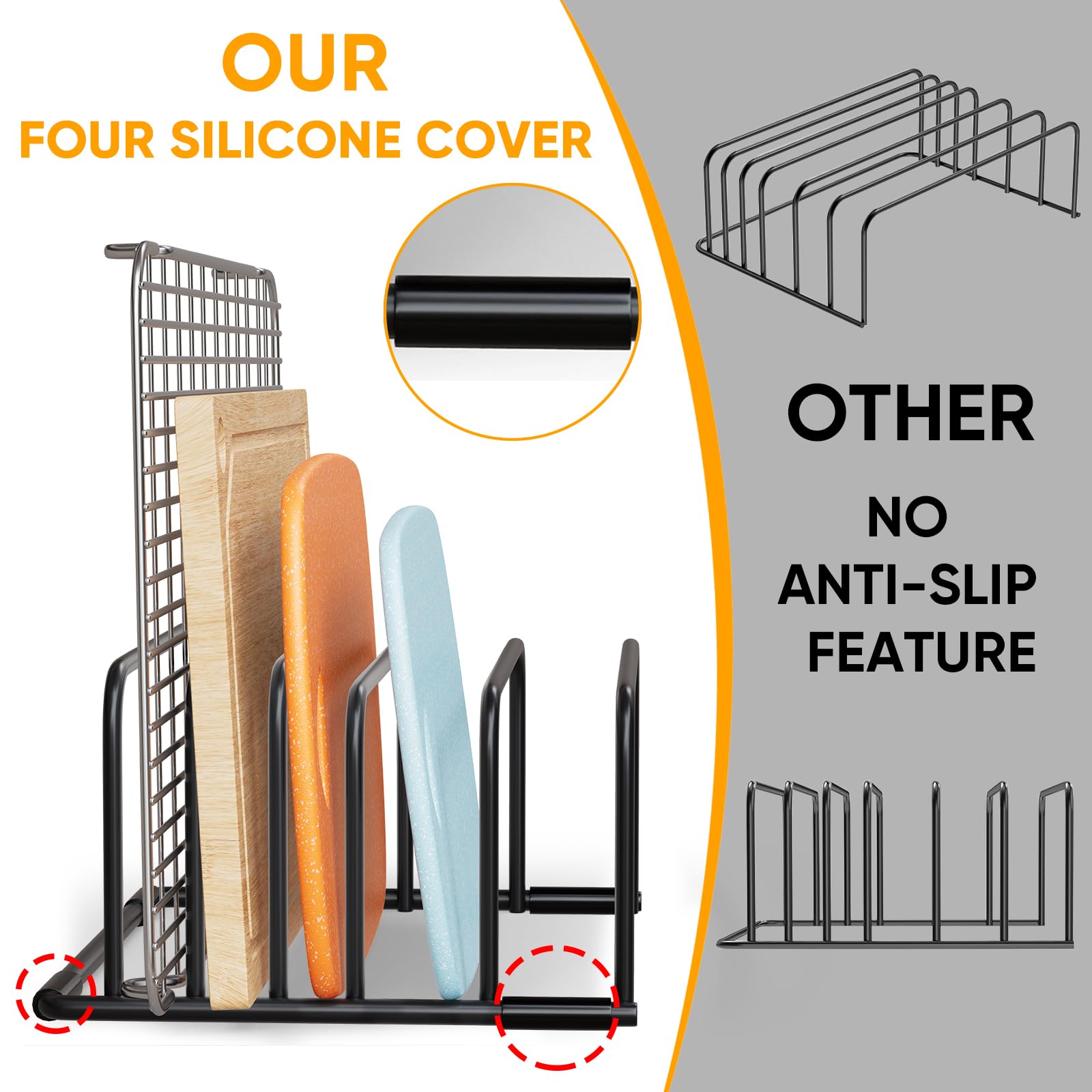 Premium Stainless Steel Cutting Board Holder - Space-Saving Kitchen Organizer for Cutting Boards, Baking Sheets & Cookie Pans | Cabinet & Pantry Storage Solution | Perfect for Small Kitchens, Countertop Organization & Tight Spaces | Ideal for Meal Prep, Baking & Everyday Cooking in Compact Kitchens | Maximize Kitchen Efficiency in Home, Restaurant or Dorm