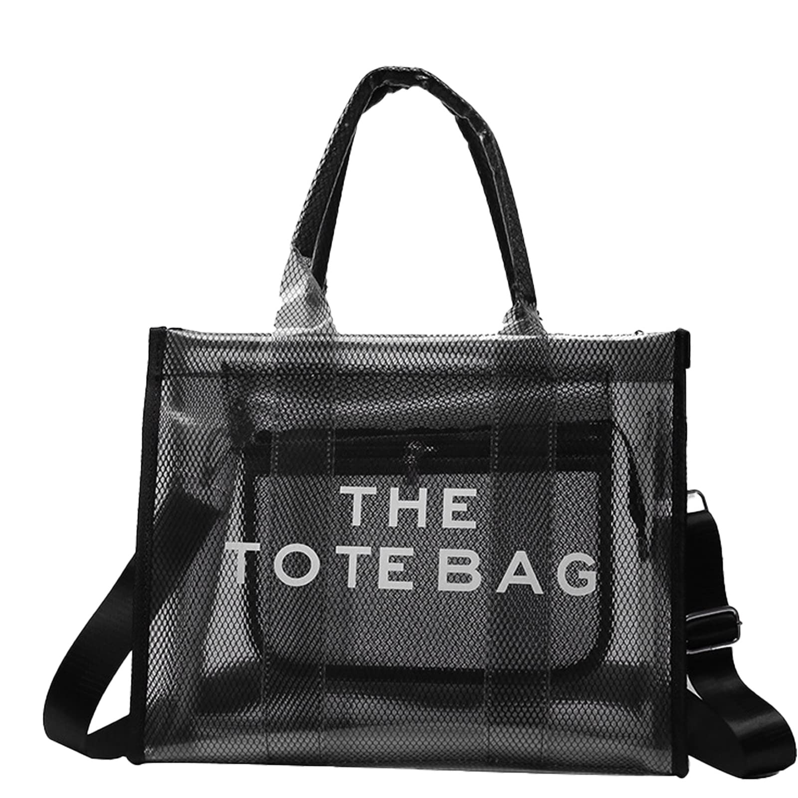 Clear PVC Tote Bag for Women - Fashionable Transparent Shoulder Bag & Crossbody Handbag for Work, Travel, Beach, Gym & Shopping | Waterproof & Lightweight Purse