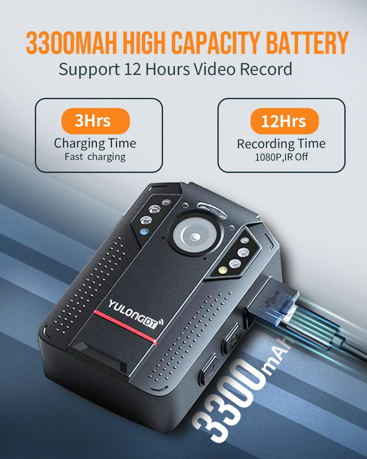 2K Quad HD Body Camera with Audio & Video Recording, 128GB Storage, Night Vision, Loop Recording, IP67 Waterproof, 3300mAh Battery - Ideal for Police, Law Enforcement, Security Guards & Personal Safety Use