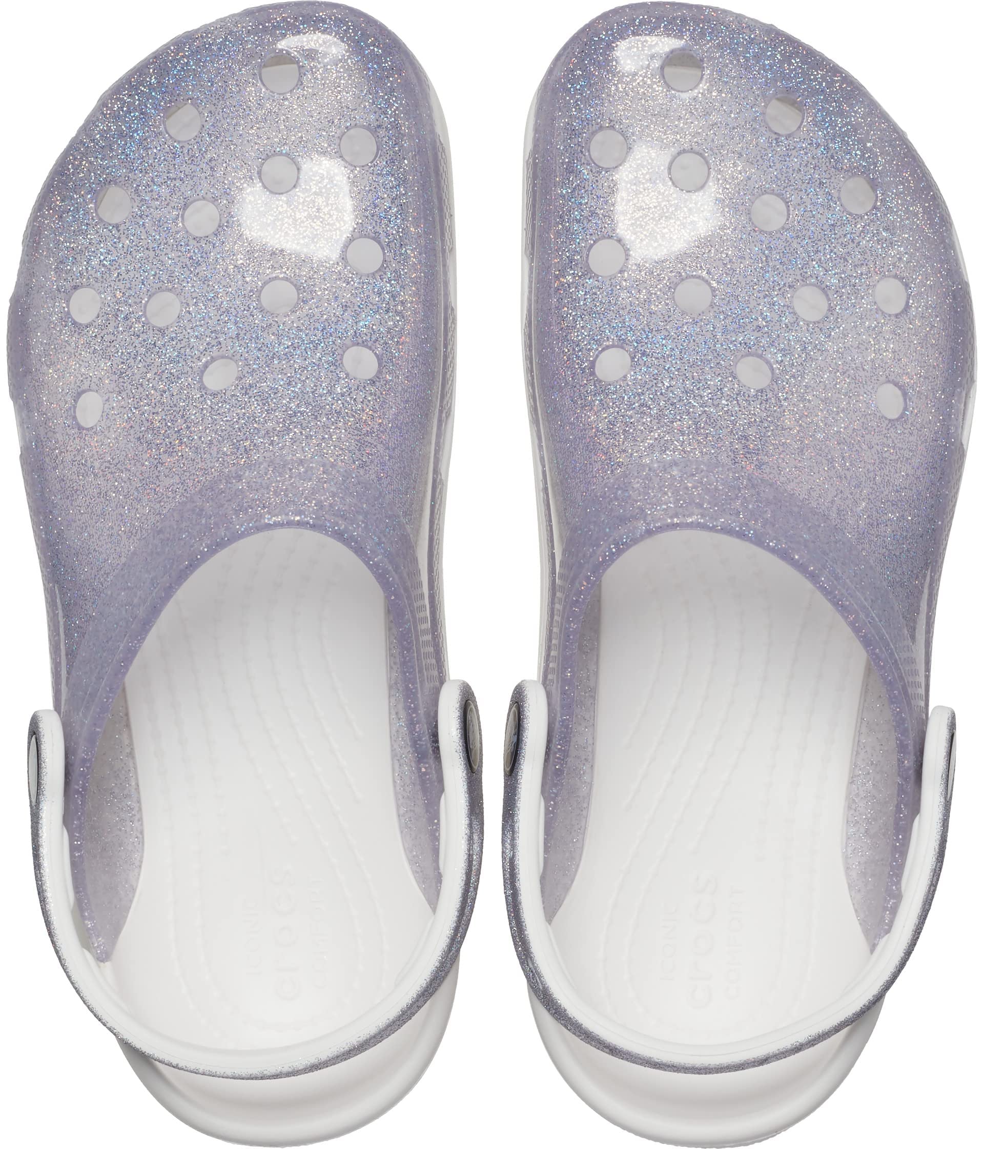 Crocs Unisex-Adult Classic Translucent Glitter Clogs - Comfortable Slip-On Water Shoes for Women & Men - Perfect for Beach, Pool, Garden & Indoor Use