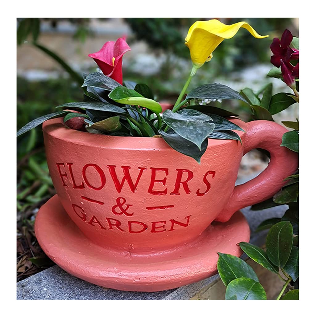 WXZXMMD Creative Coffee Cup Planters - Hand-Painted Resin Flower Pots for Indoor & Outdoor Use - Waterproof Garden Plant Containers - Perfect for Home Decor, Office Desk, and Gift Ideas