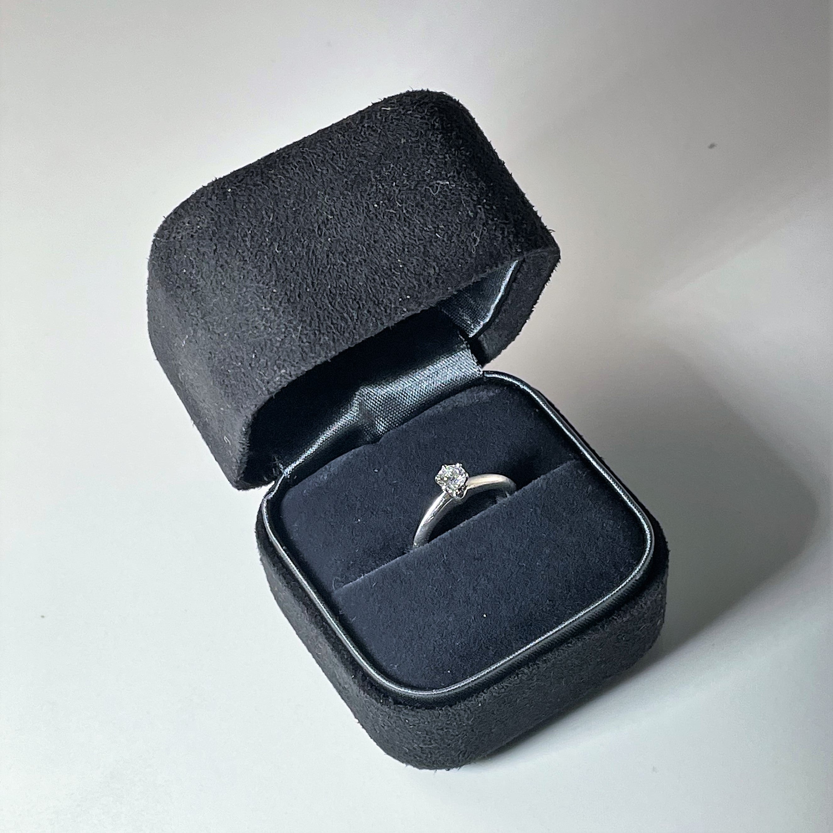 Tiffany & Co. Solitaire Diamond Platinum Ring - 0.24 Carat Round Brilliant Cut, Size 3.5, Classic Engagement Wedding Band for Her, Perfect Proposal Gift & Anniversary Jewelry