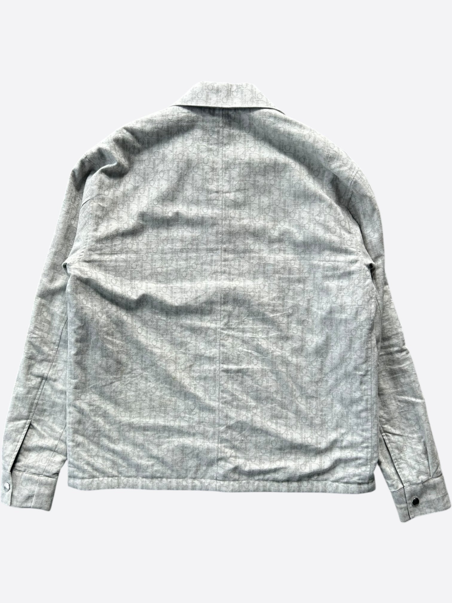Dior Grey Oblique Quilted Button-Up Shirt for Men - Luxury Designer Casual Wear for Office & Date Night