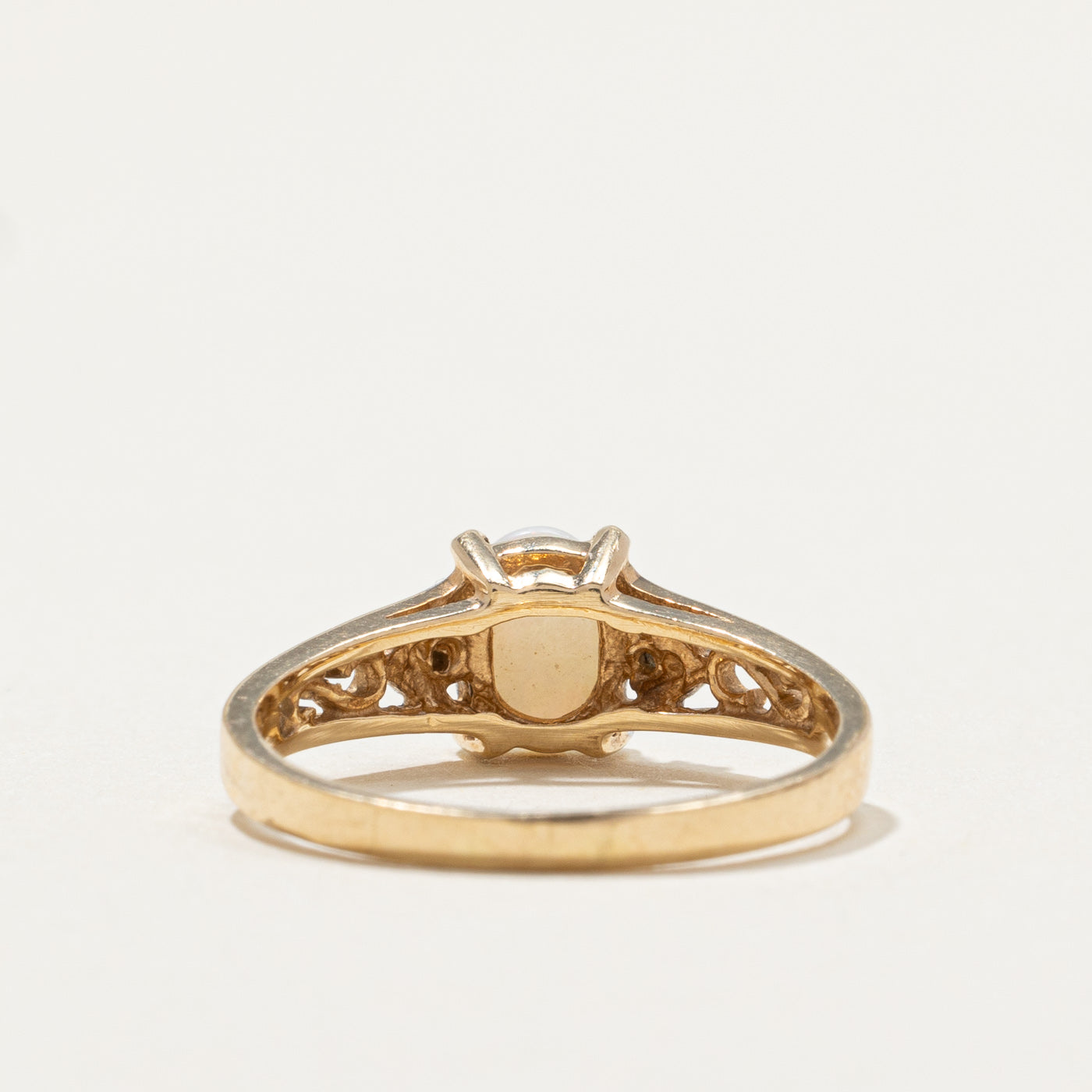 Elegant Two Tone Opal & Diamond Ring - 0.44ct Opal with 0.02ctw Diamonds - Size 6 - Perfect for Engagement, Anniversary & Special Occasion Gifts