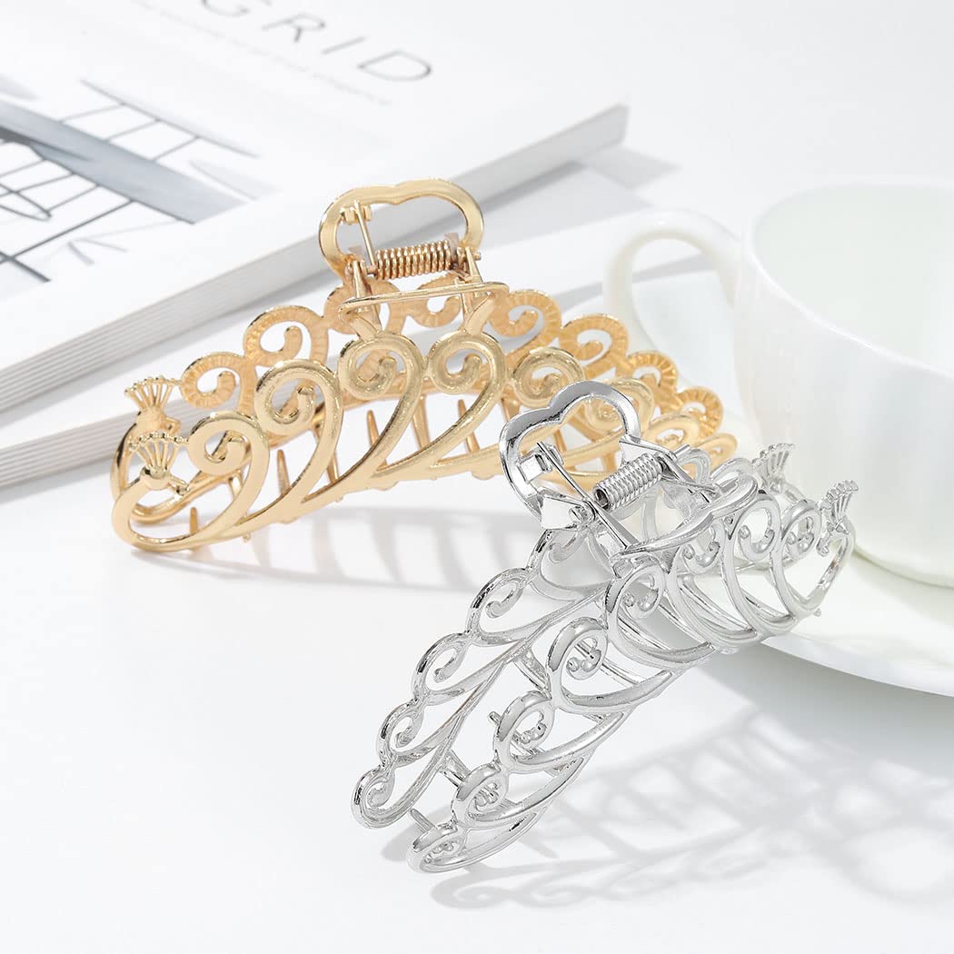 Runmi Large Hair Clips 2 Pack - Non-Slip Strong Hold 11cm Hair Claw Clips for Women & Girls - Perfect for Thick Hair, Ponytails & Updos