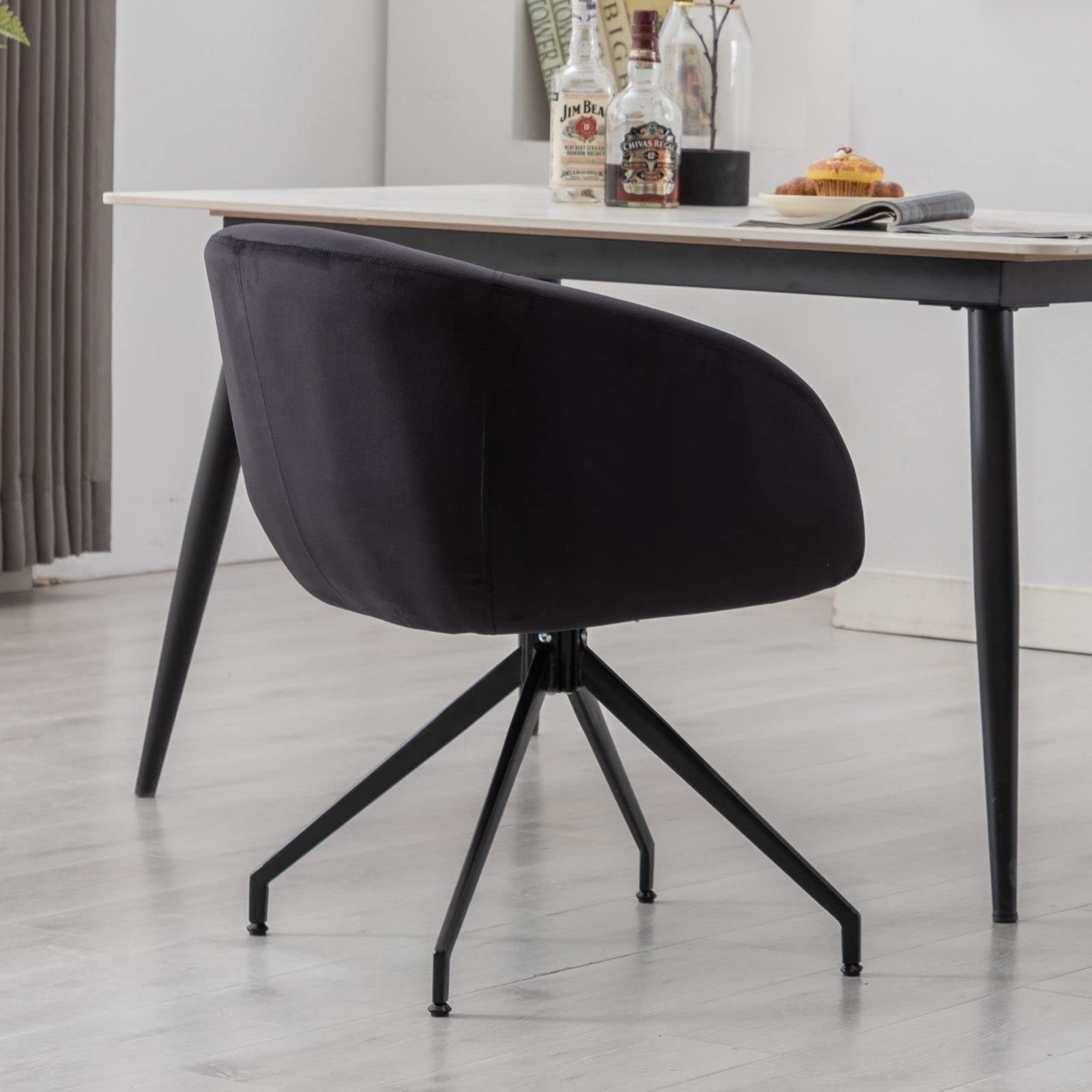 LukeAlon Modern Velvet Swivel Black Boucle Chair - 20