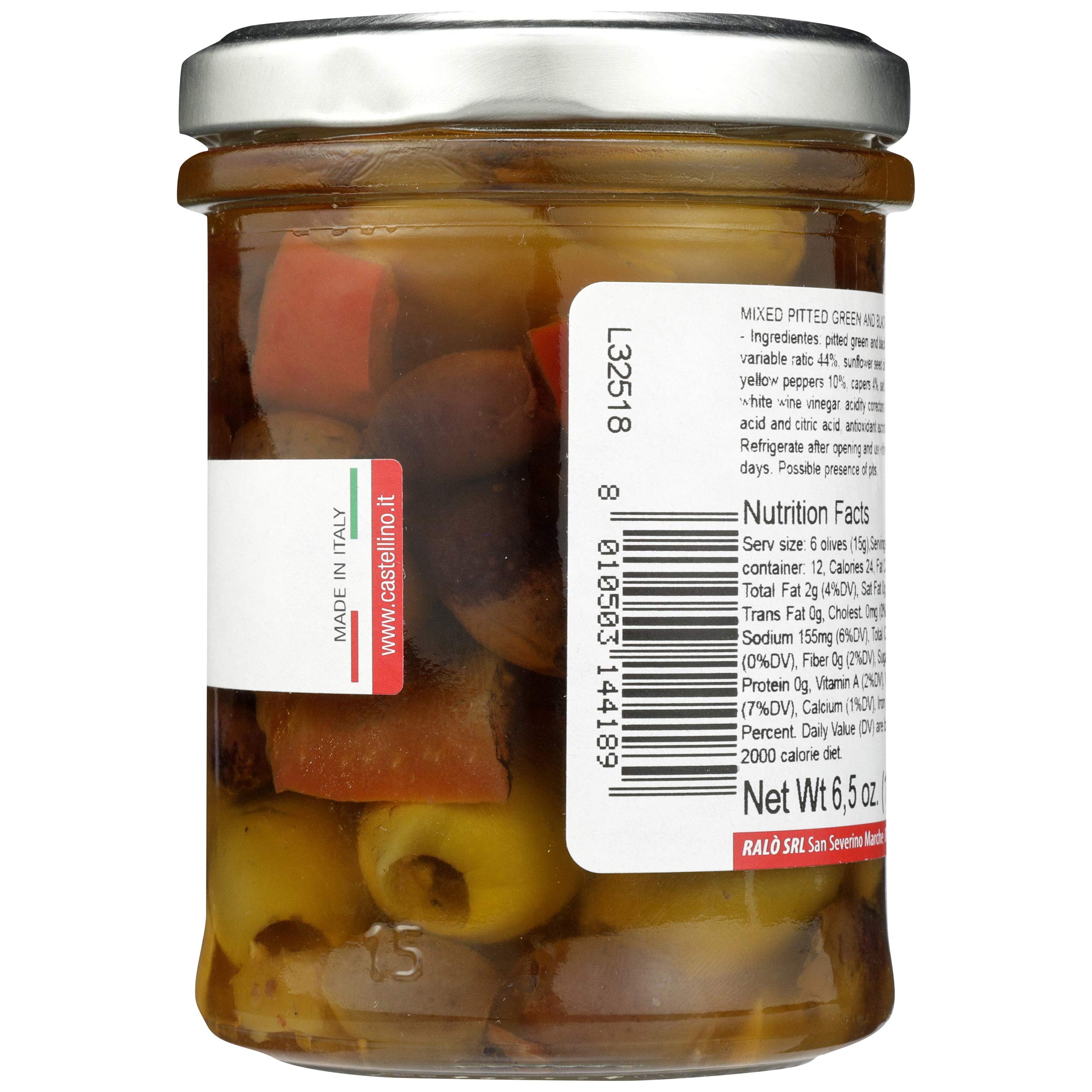 Castellino Mixed Italian Olives, 6.5 oz Jar | Premium Imported Mediterranean Olives | Perfect for Charcuterie Boards, Salads & Cocktail Garnishes