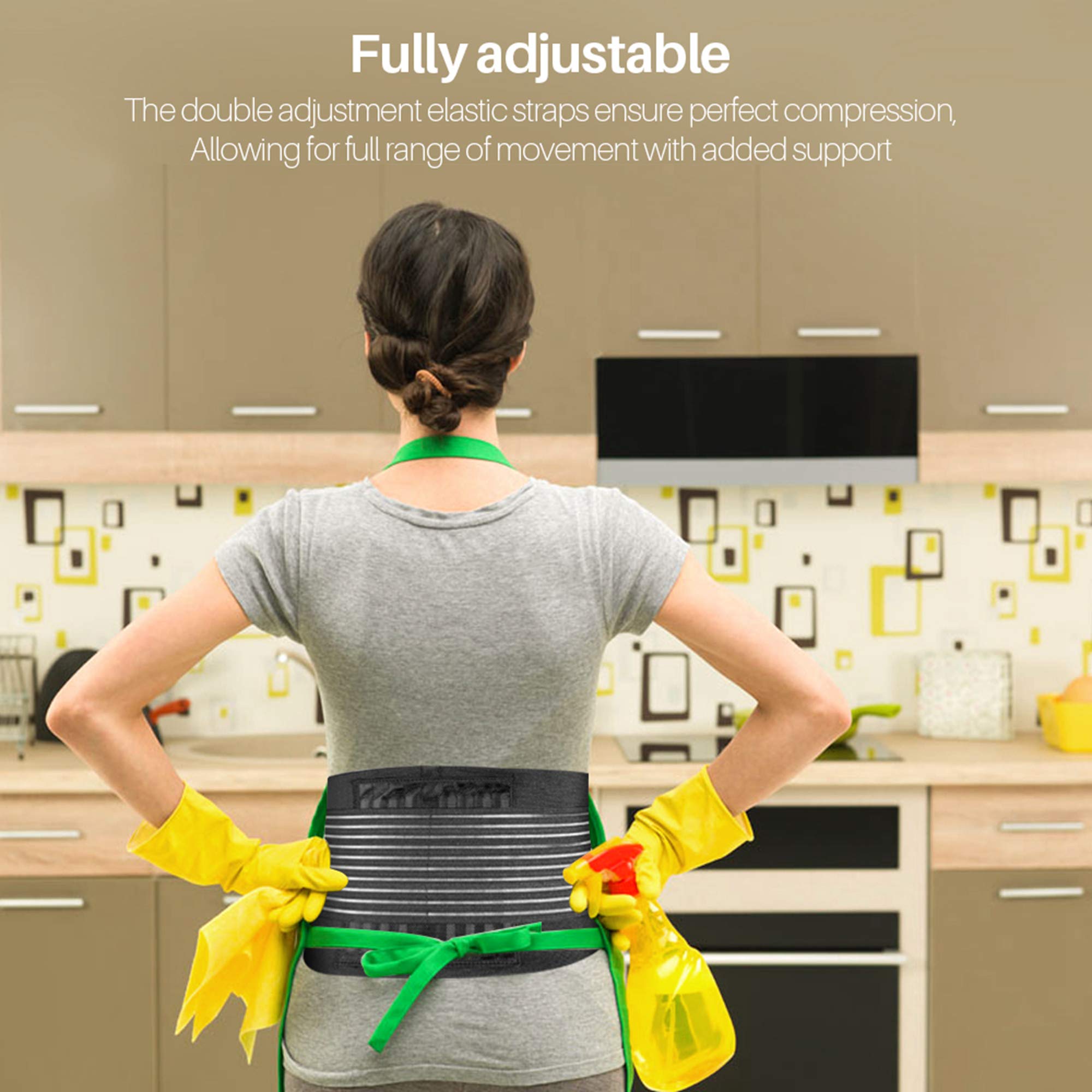 Cotill Lower Back Support Belt for Men & Women - Adjustable Lumbar Brace for Pain Relief, Sciatica, Herniated Disc & Injury Prevention - Breathable Mesh Back Support with Dual Straps (L/XL) - Ideal for Office Work, Driving, Weightlifting & Post-Surgery Recovery