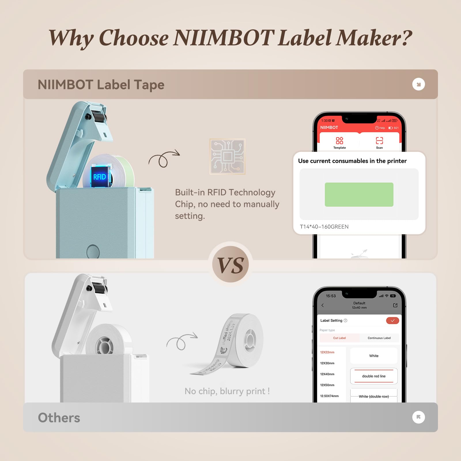 NIIMBOT D110 Wireless Label Maker Machine with Tape - Portable Bluetooth Label Printer for Home & Office Organization, Multiple Templates, Rechargeable (Blue) | Perfect for Phone Labeling, Storage Bins & File Folders