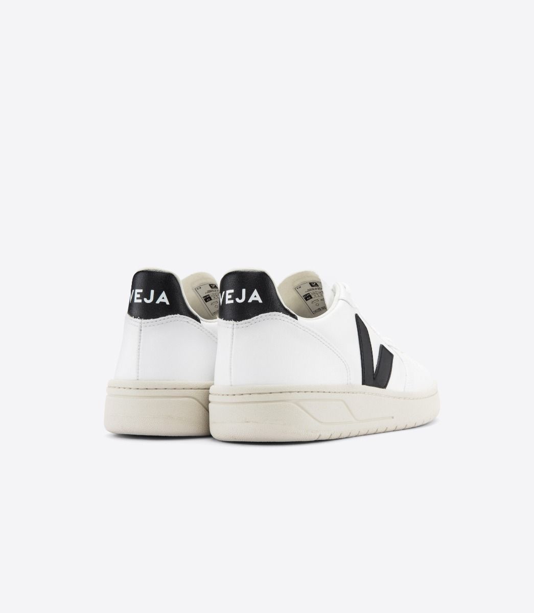 Veja Women's V-10 Sneakers in White & Black | Sustainable Vegan Leather Shoes for Casual Wear & Everyday Comfort