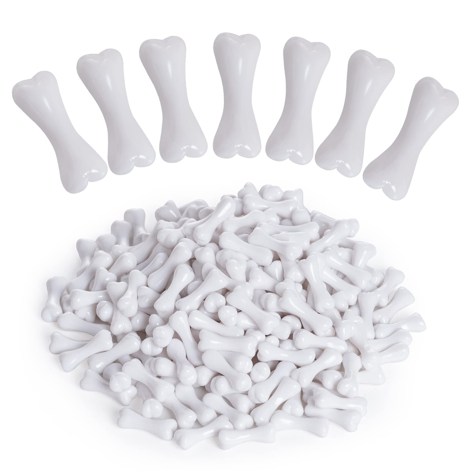 200-Piece White Plastic Halloween Skeleton Bones - Mini Decorative Bones for Crafts, DIY Projects, Halloween Party Decorations & Spooky Themed Events