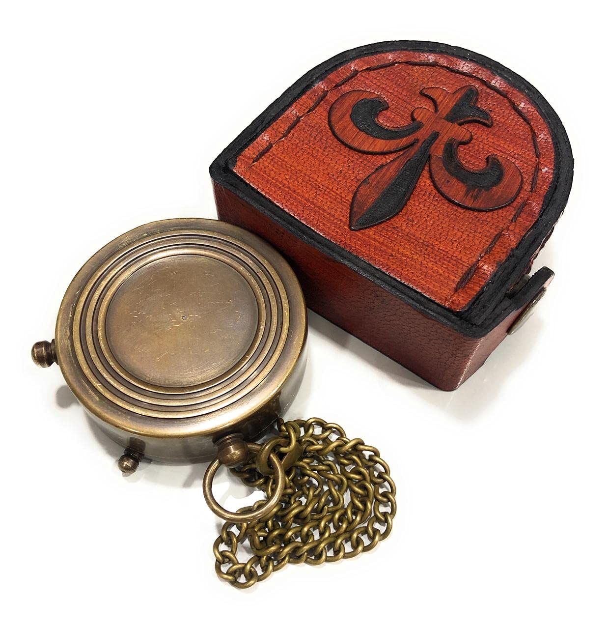 Engraved Brass Compass with Leather Case - Perfect Father's Day Gift, Birthday Present & Retirement Gift for Men - Great for Outdoor Adventures, Hiking & Travel