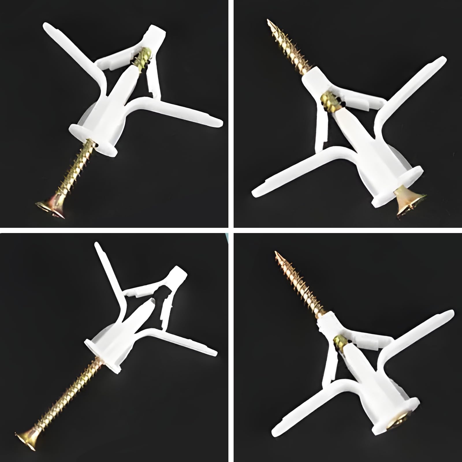 20Pcs Heavy Duty Drywall Anchors with Screws - Self-Drilling Hollow Wall Anchors & Butterfly Expansion Plugs - White Plastic Wall Anchors Kit for Curtains, Shelves & Plasterboard Installation - Perfect for Home, Office & DIY Projects