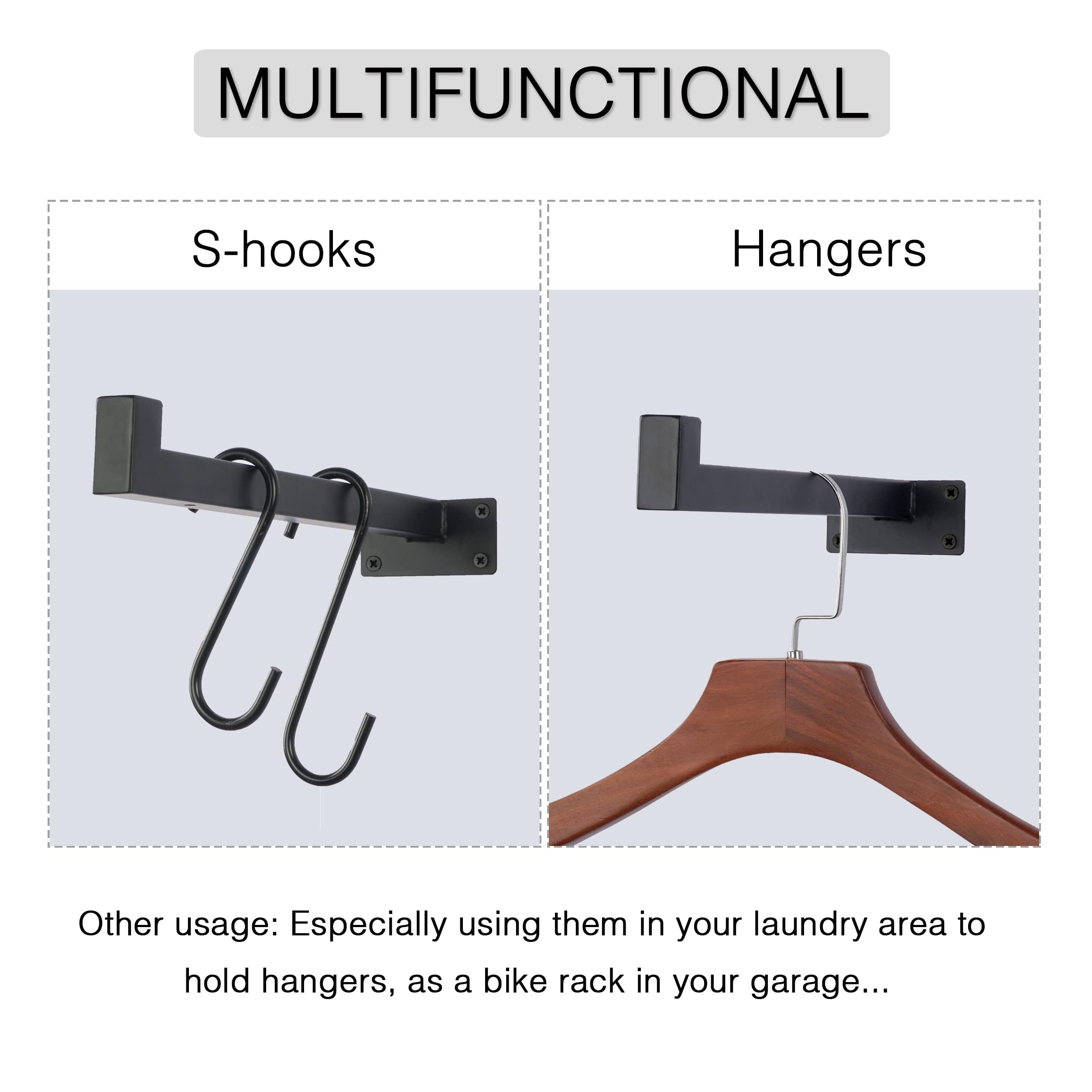 OVOV 6 Pack 12 Inch Black Floating Shelf Brackets with Lip - Heavy Duty Industrial Metal Shelving Supports for Wall Mounted Shelves - Includes Screws - Perfect for Kitchen, Bathroom, Garage & Home Storage Organization